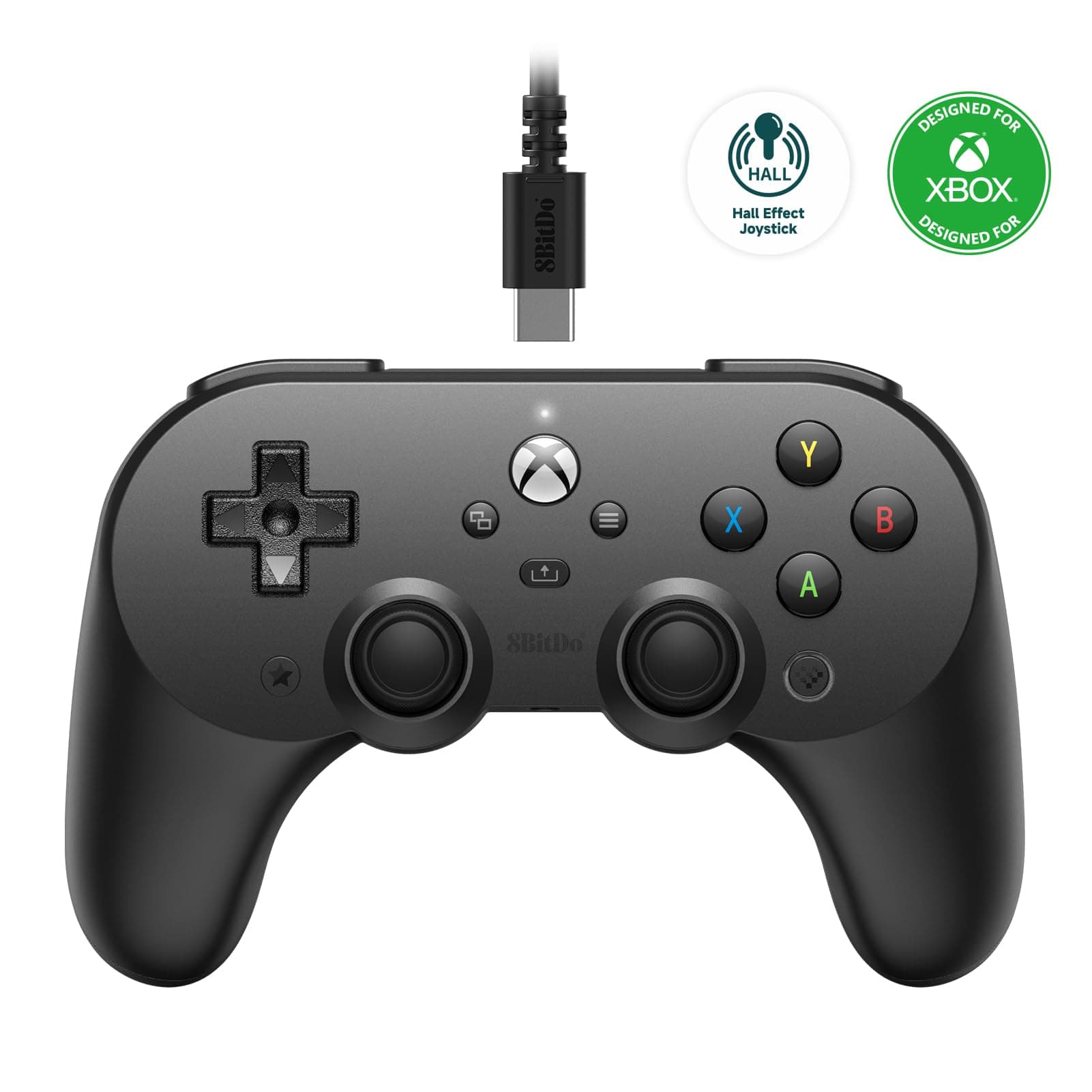 8Bitdo Pro 2 Wired Controller for Xbox, Hall Effect Joystick Update, 3.5mm Audio Jack, Compatible with Xbox Series X|S, Xbox One, Windows 10/11 - Officially Licensed (Black)