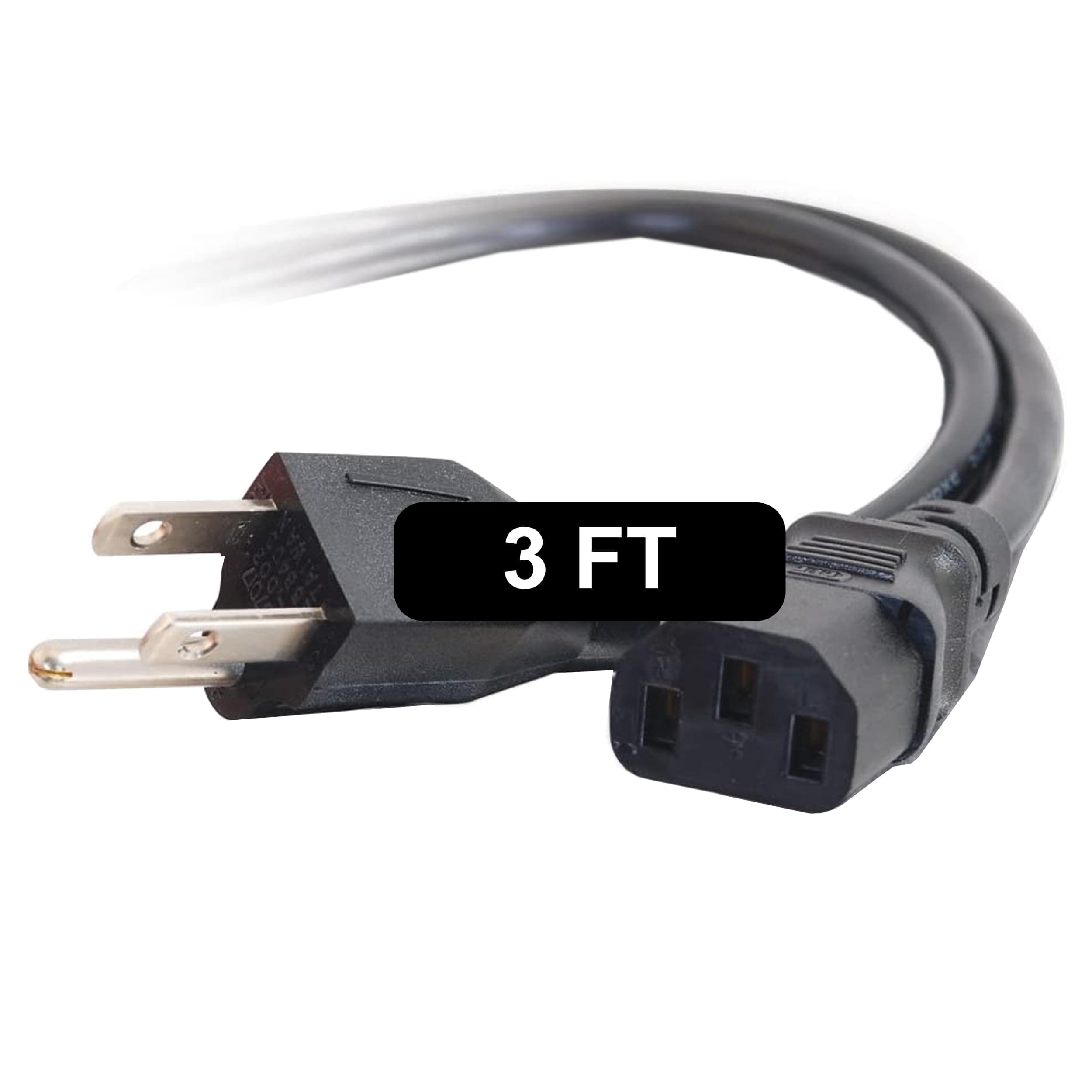 C2G 3FT Replacement AC Power Cord - Power Cable for Electronics, TV, Computer, Printer, Radio, Monitor, Samsung, Dell, Vizio, LG, Asus, Laptop and More (03129)