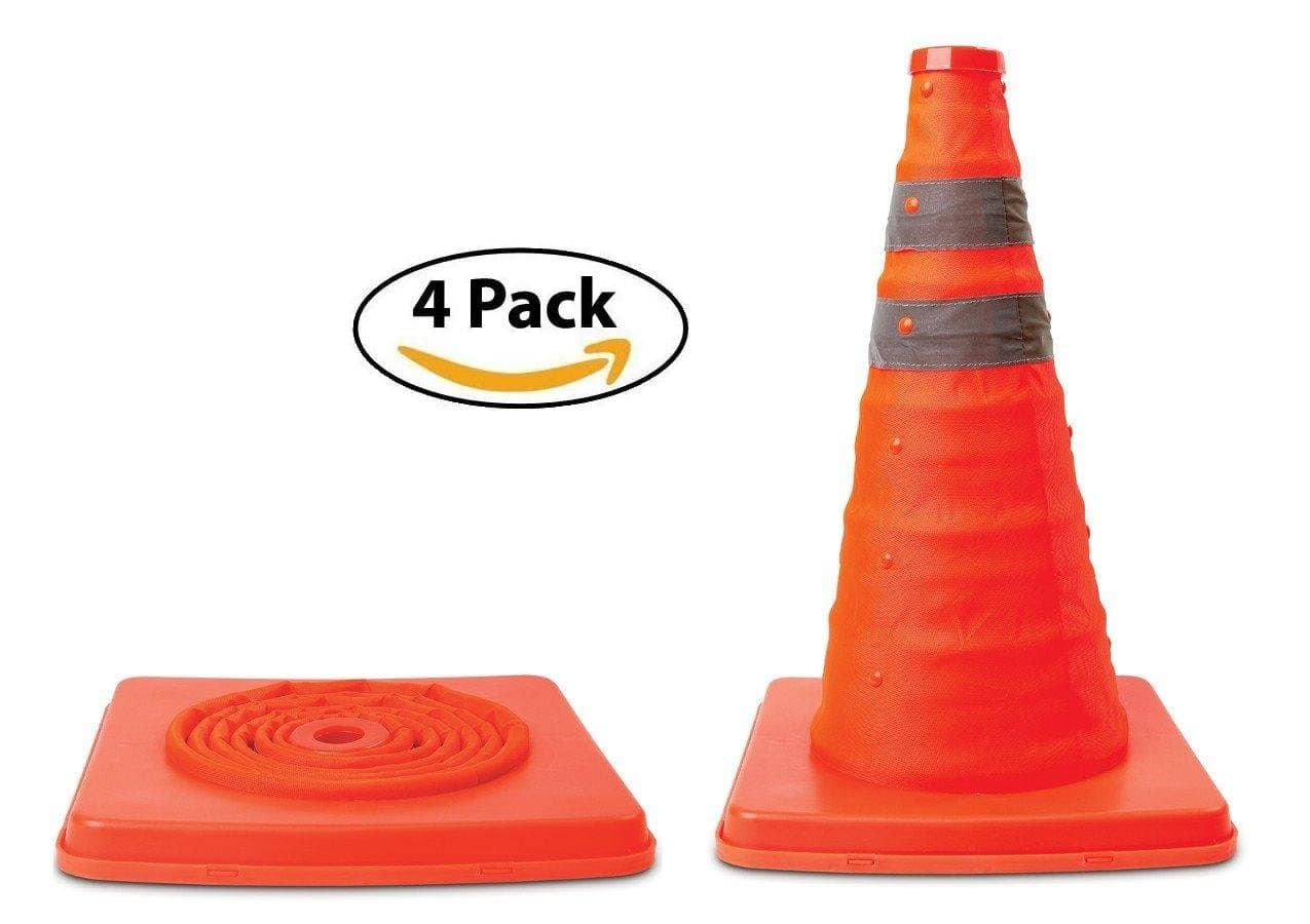 4-PACK ~ Collapsible Pop-Up Safety Cones, 16", Red