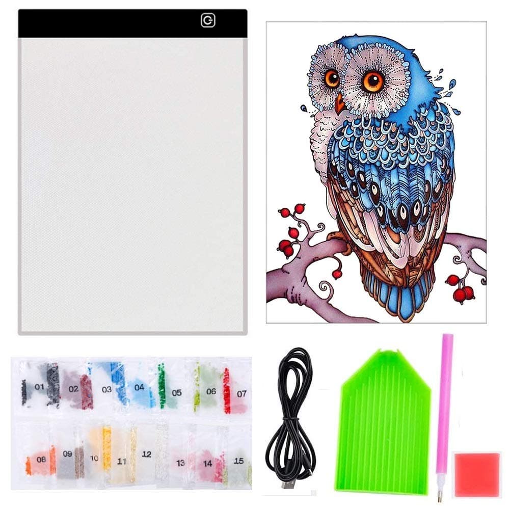 5D Diamond Painting Kits A4 Light Box with Full Drill Point Pen Accessories LED Lighting Board Drawing Pad (Diamond Painting Kits)