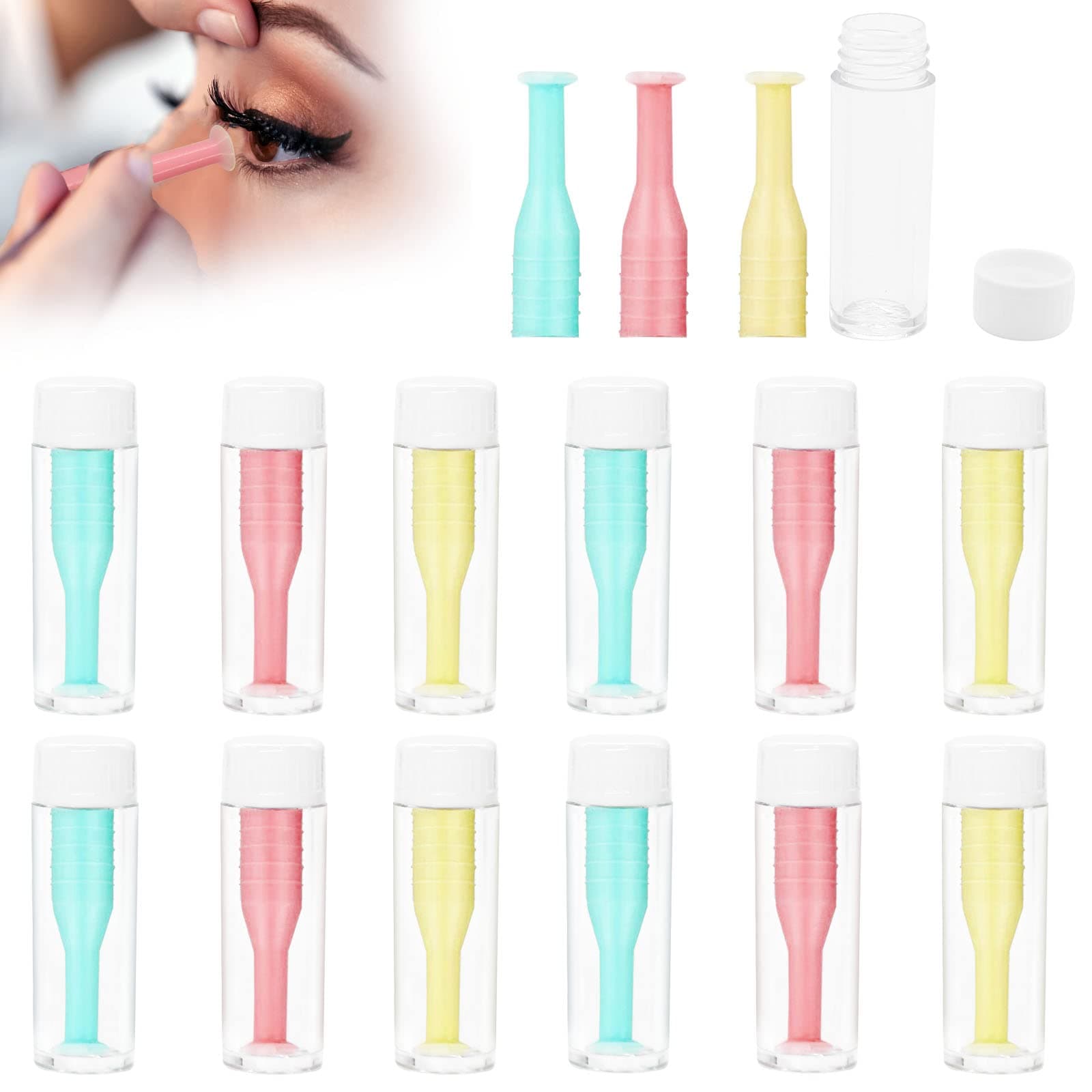 12 Pack Soft Silicone Contact Lens Remover & Insertion Tool,Plunger Remover Contact Plunger Inserter for Hard Contact Lens(Yellow,Pink,Green)