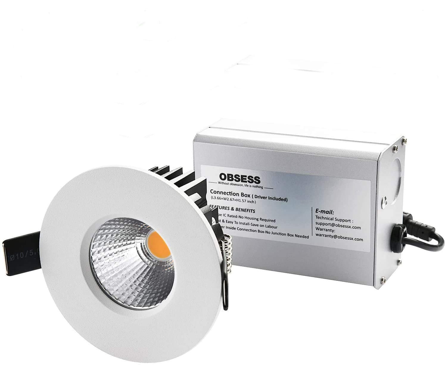 OBSESS 3 Inch LED Recessed Ceiling Light with Junction Box Dimmable LED Downlight Shower Lights Gimbal Trim 4000K Neutral White 8W 600LM Brightness IP65 Waterproof