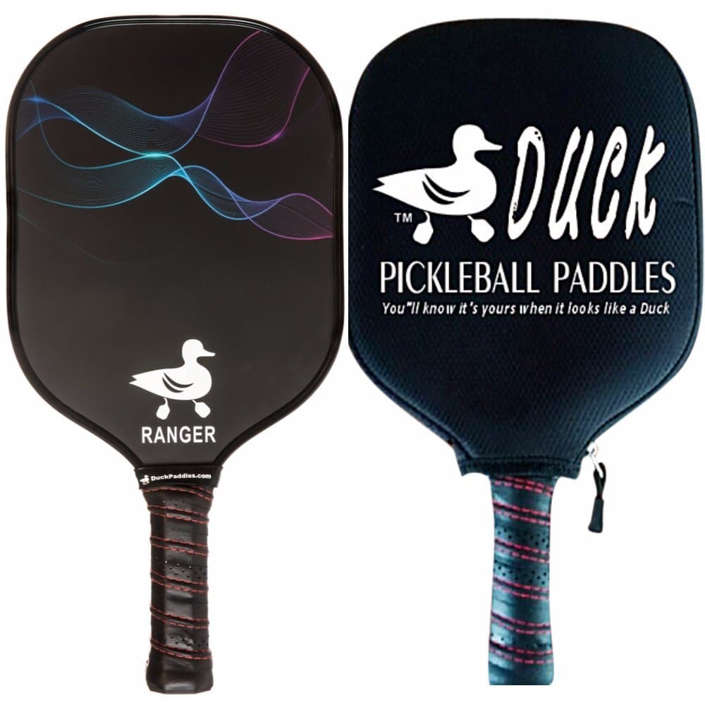 Duck Ranger—Graphite Pickleball Paddle—Polymer Birdbone Core and Waterproof Carbon Fiber Face, Pick Your Design, USAPA Approved (Multiple Color Options) (Wave)