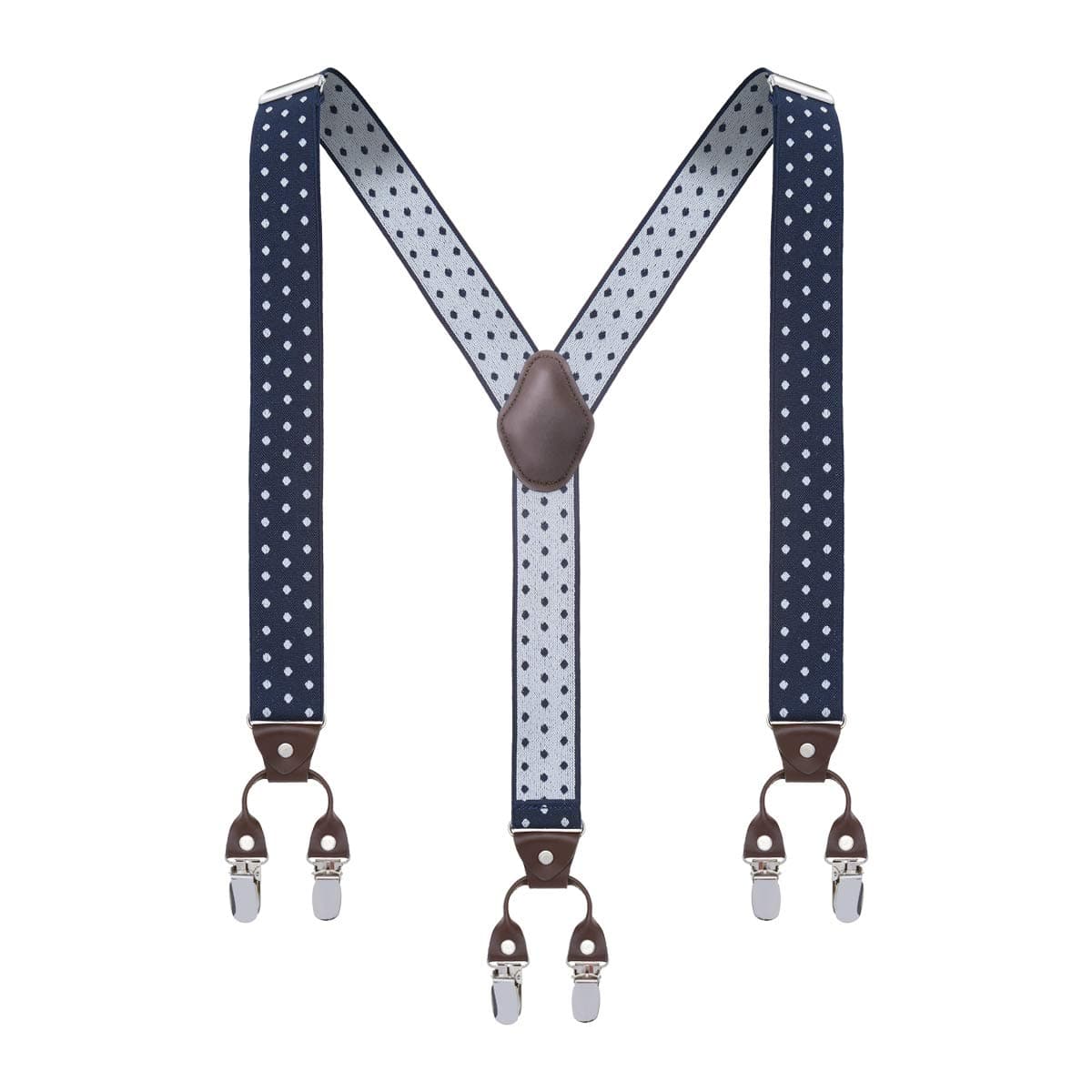 Grade CodeY Back Mens Suspenders, with 6 Strong Clips Wide Adjustable Elastic Braces for Casual&Fomal