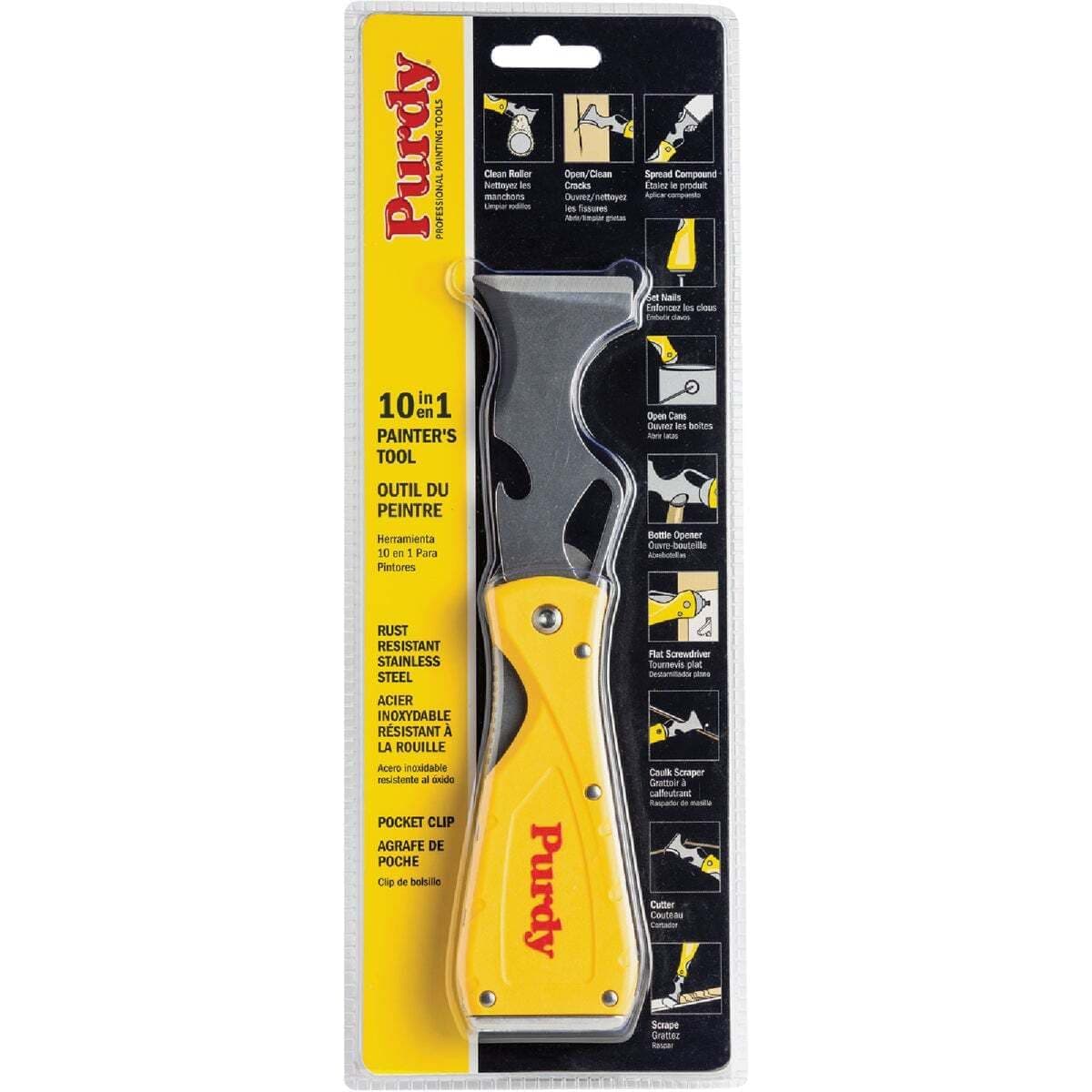 10 in 1 Folding Painters Multi Tool Stainless Steel Scraper Putty Knife Hammerhead Nail Set