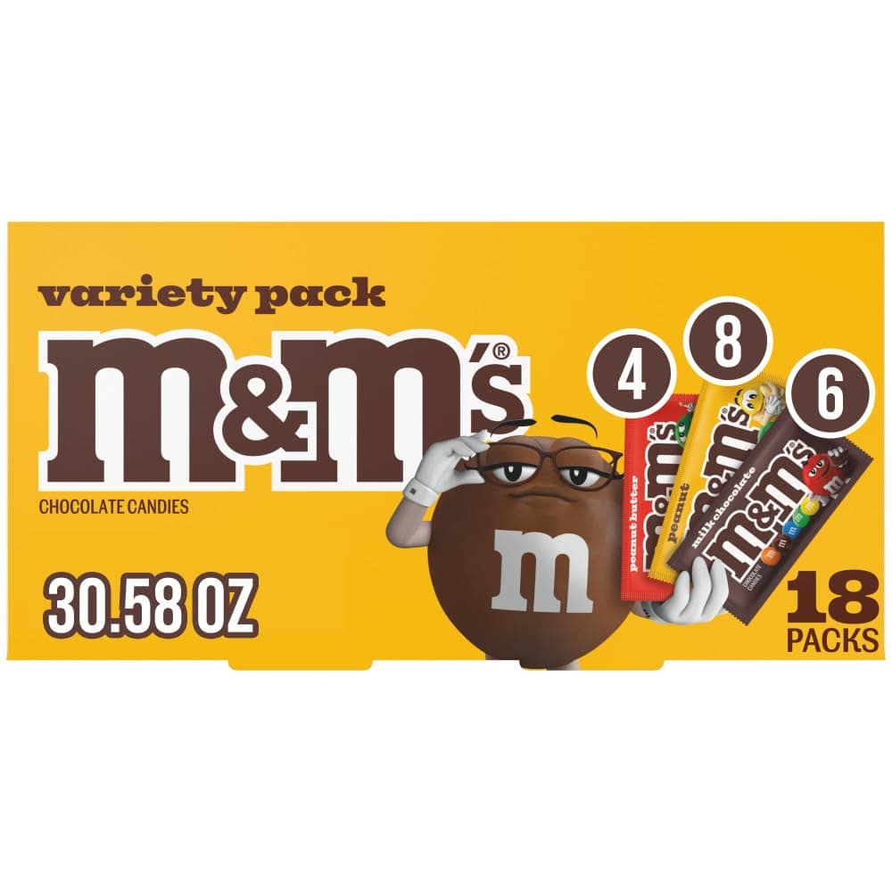 M&M'S Variety Pack Chocolate Candy Singles Size 30.58-Ounce 18-Count Box