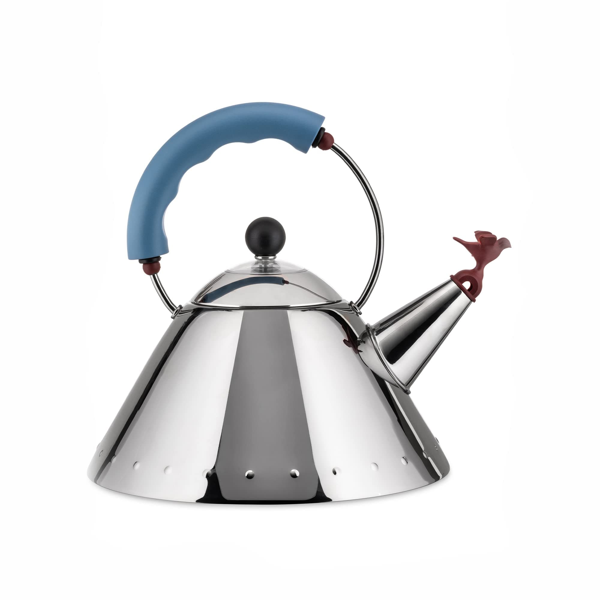 9093 - Design Kettle with Handle and Bird-Shaped Whistle, Stainless Steel and PA, Light Blue