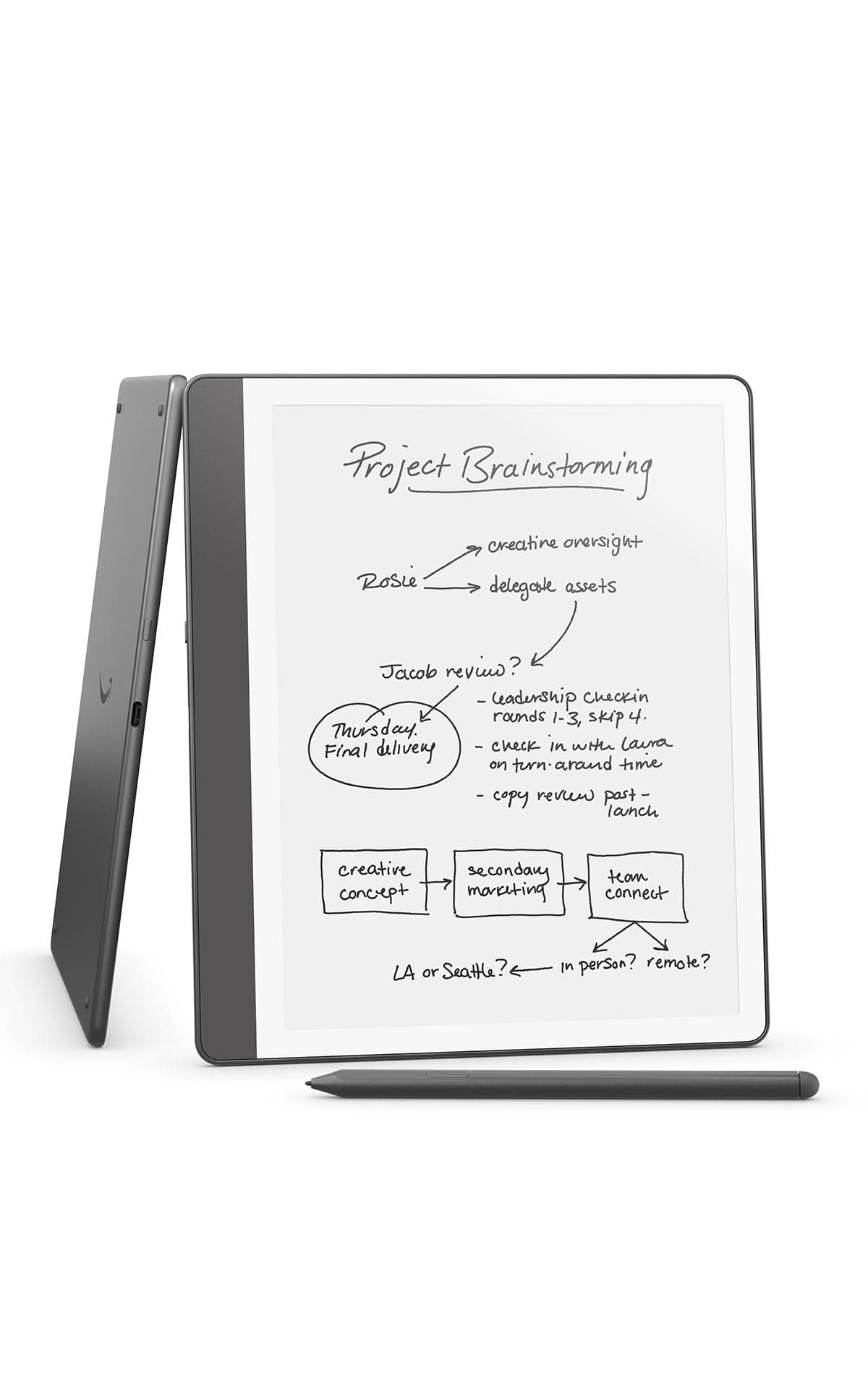Kindle Scribe (64GB) - Your notes, documents and books, all in one place. With built-in AI notebook summarization. Includes Premium Pen - Tungsten