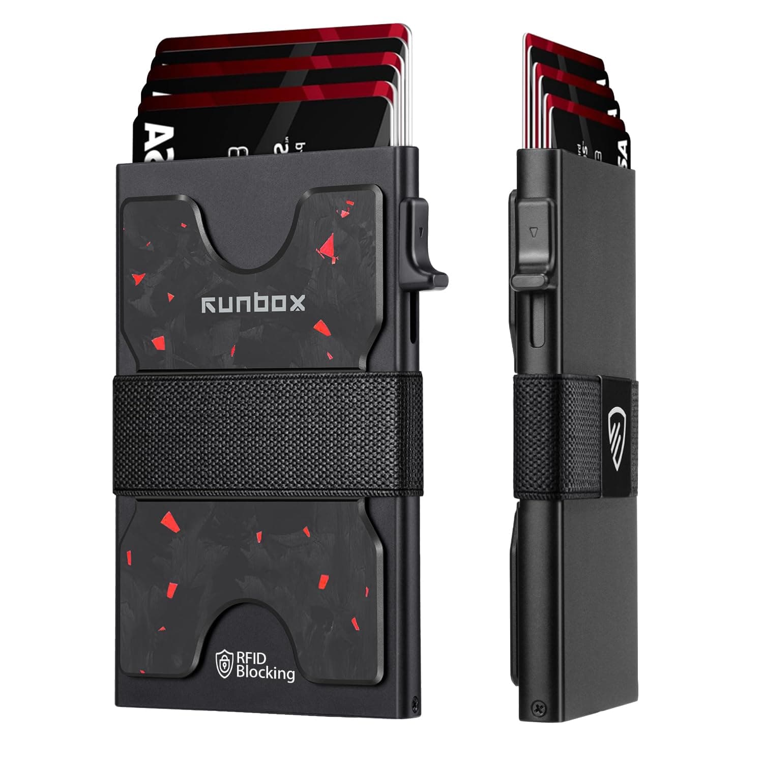 Slim Card Holder Wallet for Men, Minimalist RFID Blocking Wallet with Pop-Up Function, Ultra-Thin Design, Metal Business Card Cases holds 6+6 Cards, Gifts for Men, Men's Accessories