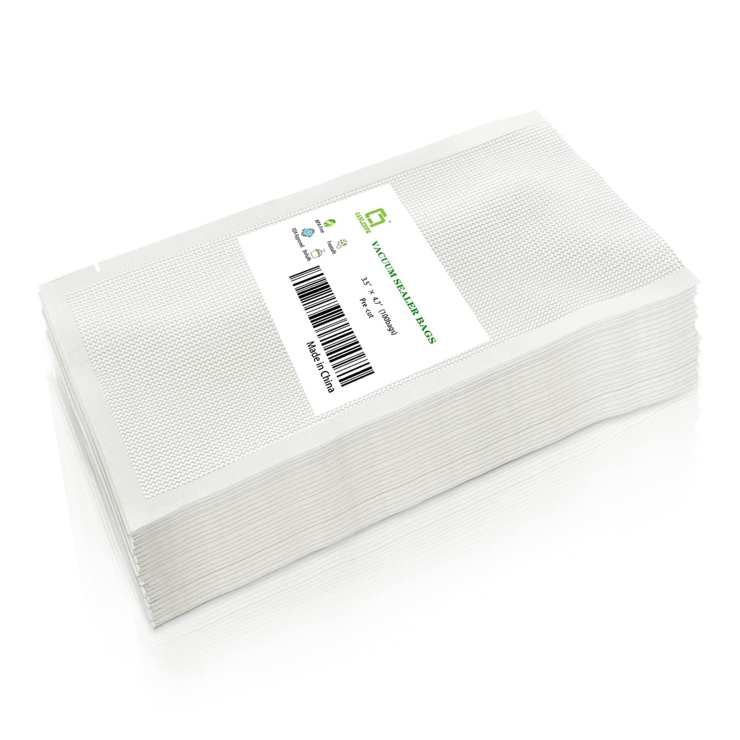 CANLENPK 9 x 12 cm / 3.5 x 4.7 Inch Mini Vacuum Sealer Bags, Small Vacuum Food Storage Bags, Food Bags, Vacuum Cleaner, Sous Vide Food Seal Bags (Pack of 100)