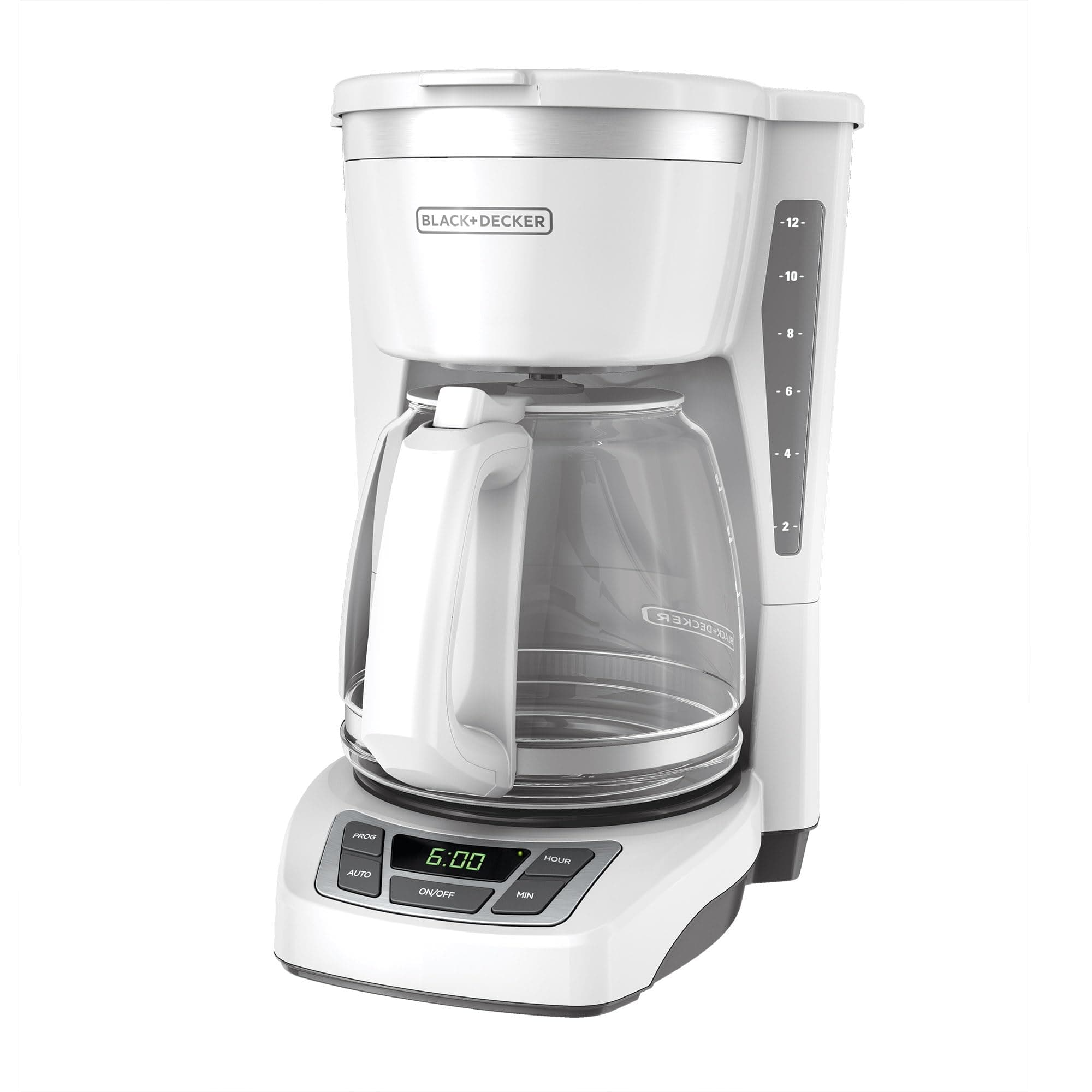 BLACK+DECKER CM1160W-1 CM1160W 12-Cup Programmable Coffeemaker, White/Stainless Steel