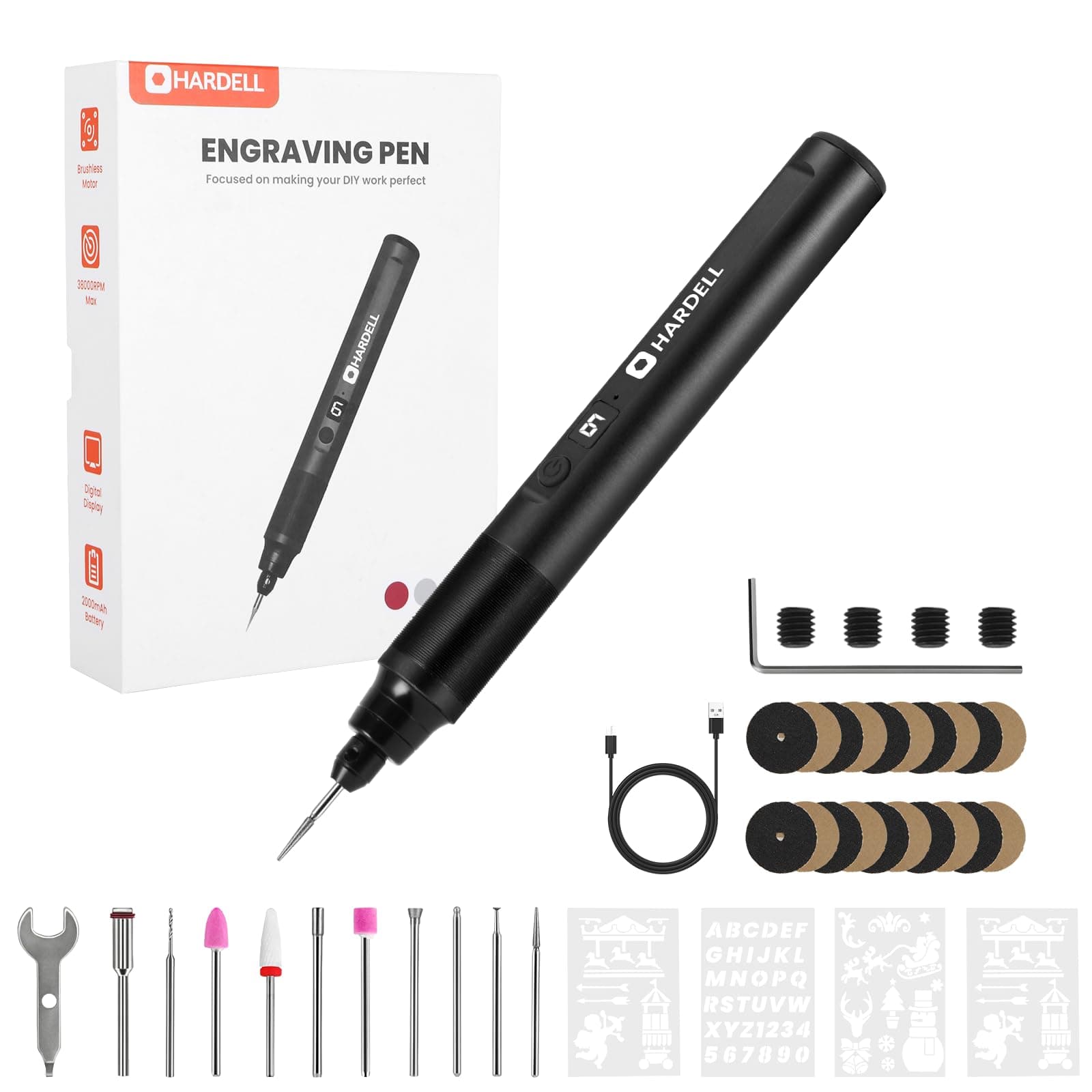 Rechargeable Cordless Engraving Pen Black