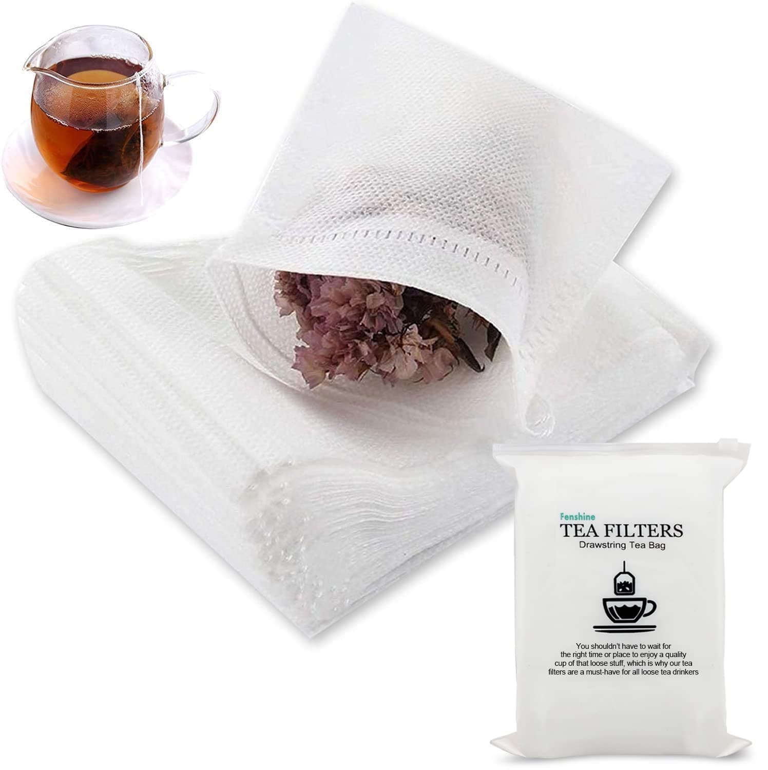 200 Pcs Disposable Tea Bags for Loose Leaf Tea, Empty Tea Bags for Loose Tea with Drawstring, Natural Tea Filter Bags