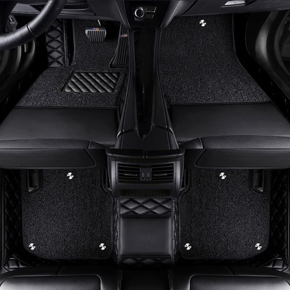 All-Weather Full Coverage Double Layer Floor Mats Compatible with for Mitsubishi Pajero Sport 2011-Current - Black