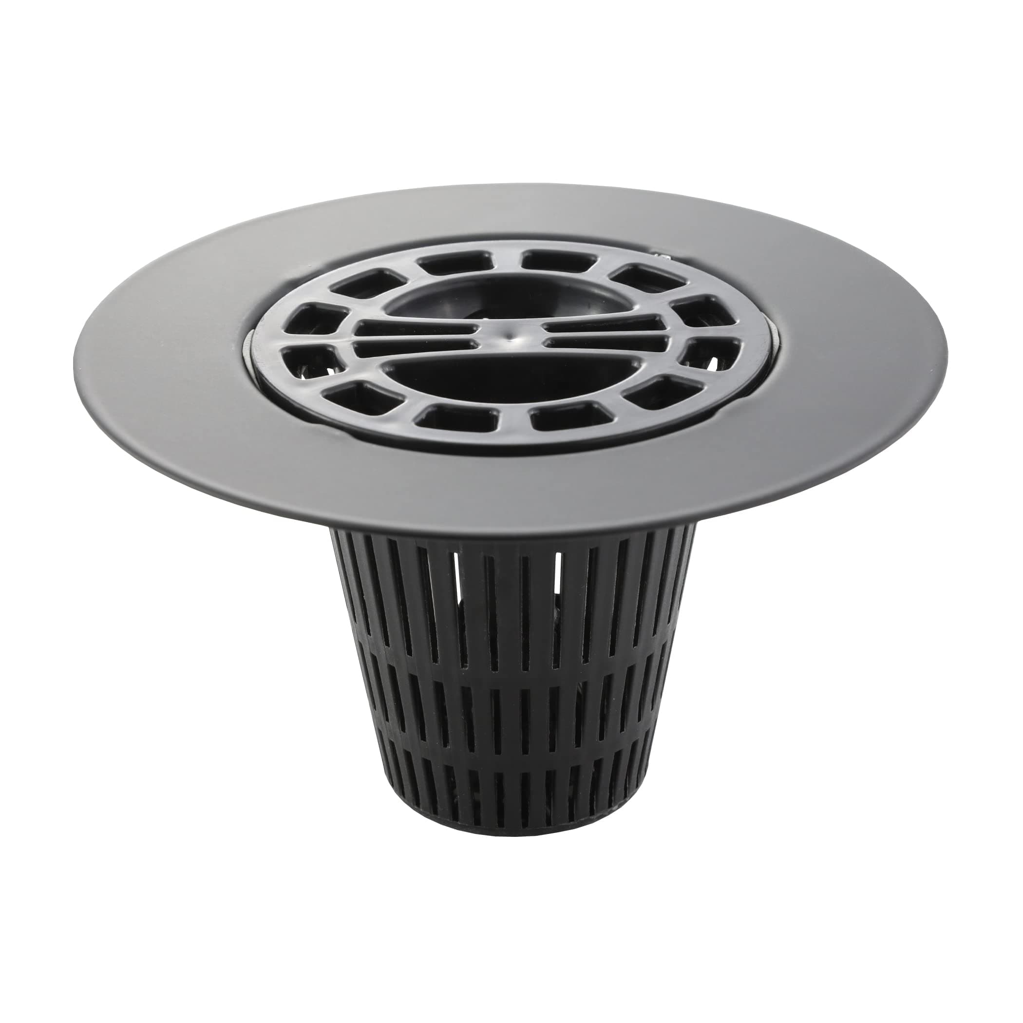 Danco Snap-in Shower Drain Cover with in-Drain Hair Catcher, 4-1/4" Round, Matte Black Strainer, (11086)