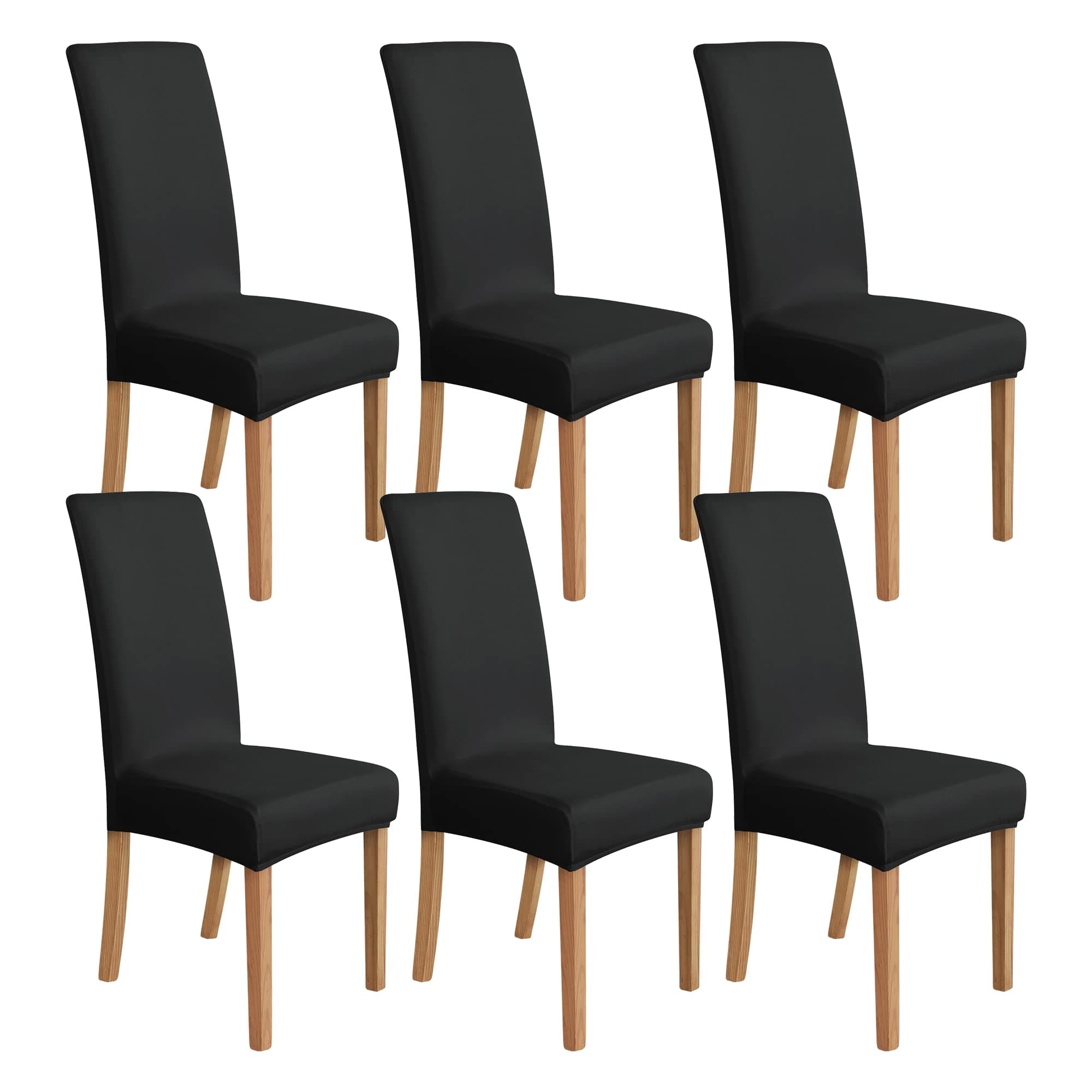 Dining Chair Covers, Stretch Parson/Dining Chair Slipcover, Removable Washable Chair Protector for Home/Restaurant/Banquet, Black Pack of 6