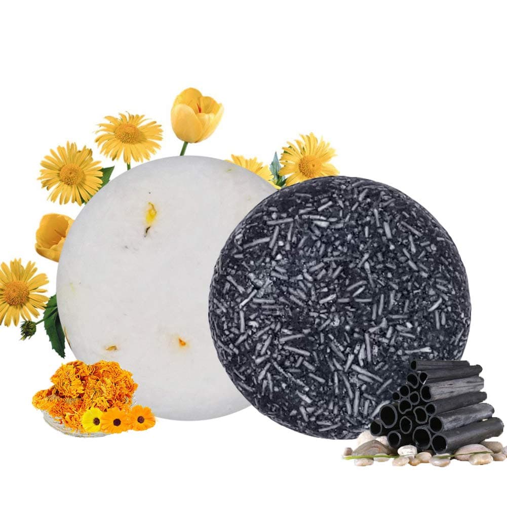 100% Natural Shampoo Bar for Hair 2 Pieces Solid Shampoo Soap for Treated Dry Damaged Hair Vegetarian Plant Essence Helps Stop Hair Loss and Promotes Healthy Hair Growth 4.2oz (Bamboo Charcoal)