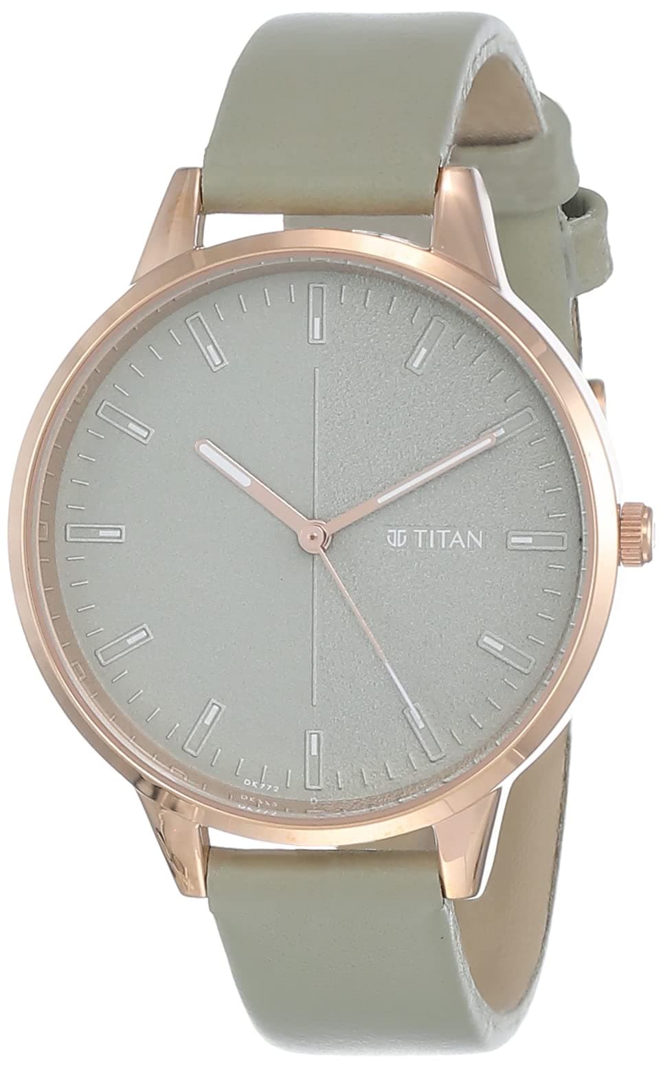 Titan Workwear Quartz Analog Gradient Green Dial Green Leather Strap Watch for Women - NT2648WL01