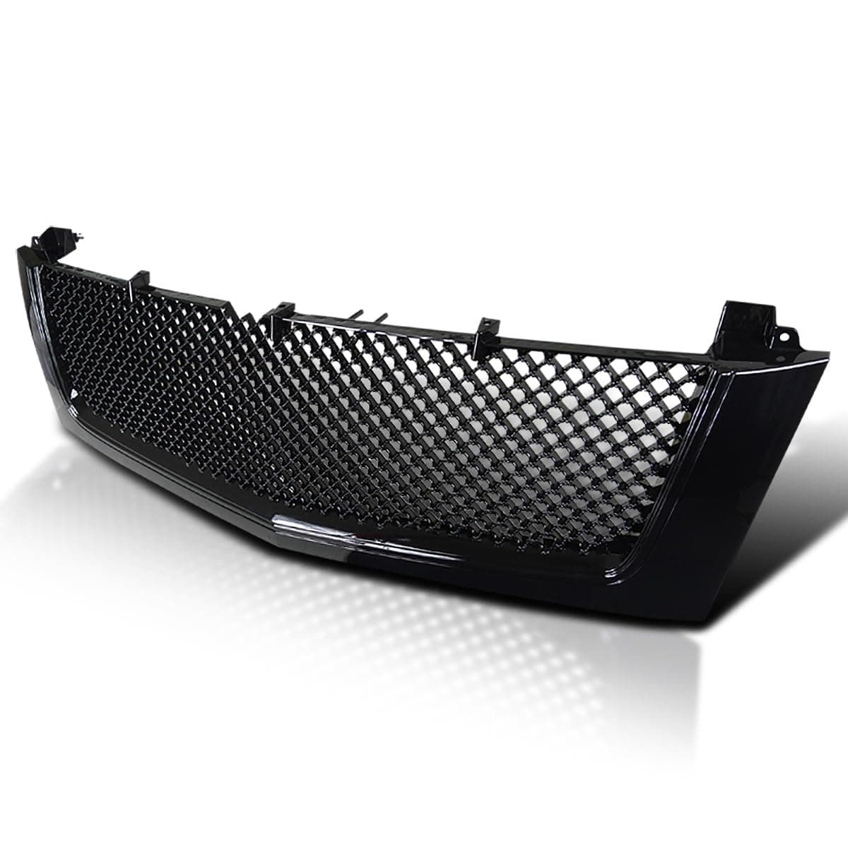 Glossy Black Mesh Front Bumper Hood Grille Compatible with 2002-2006 Cadillac Escalade EST ESV
