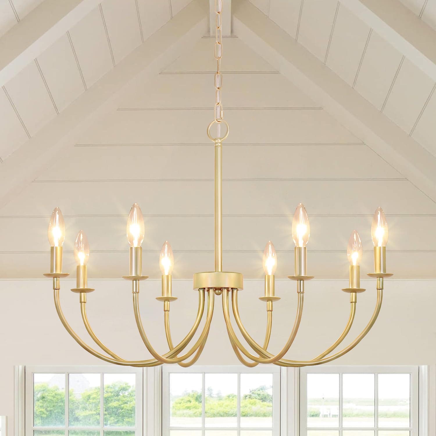 26" 8 Light Gold Chandelier