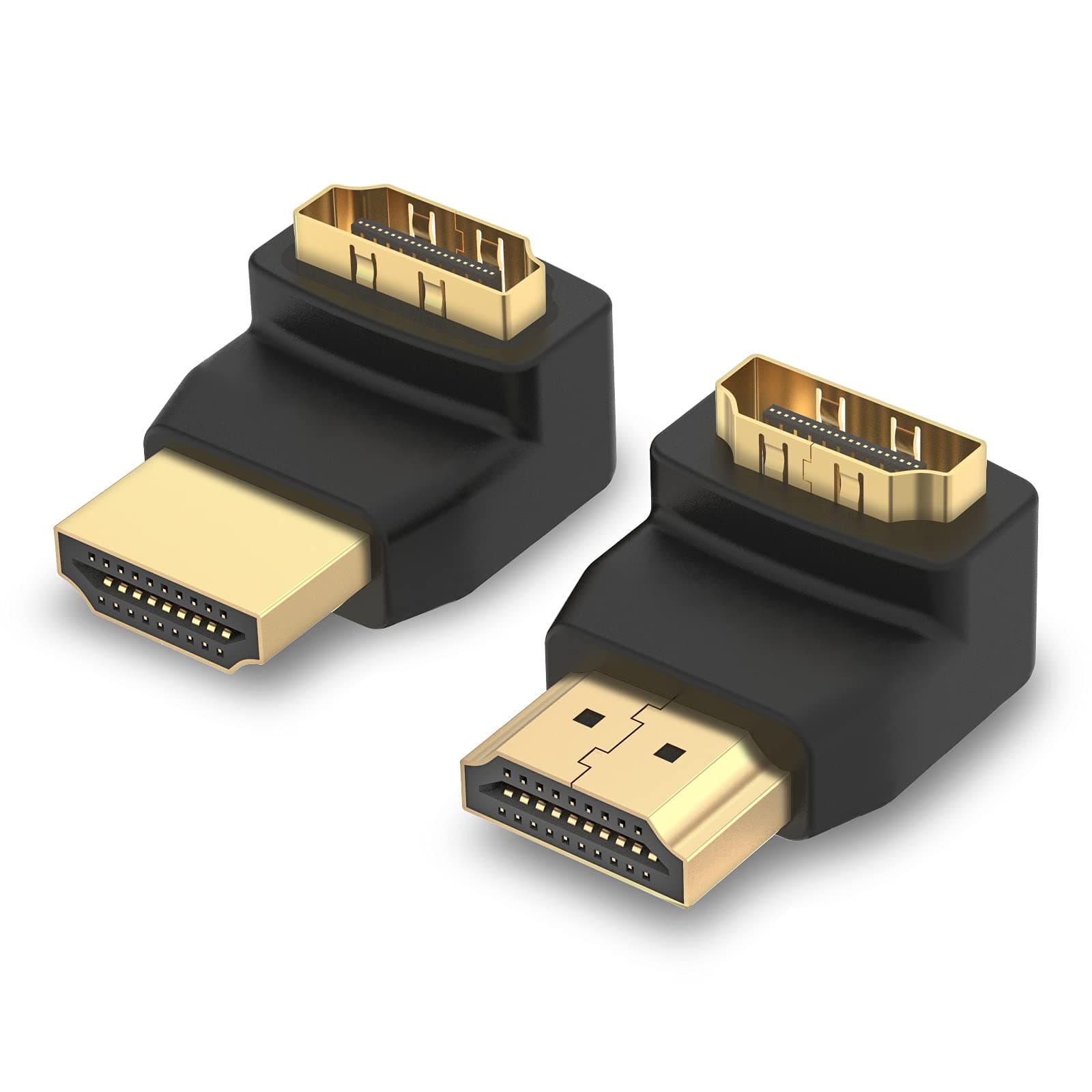 VCE HDMI 90 and 270 Degree Adapter 2-Pack, Right Angle HDMI Male to Female L Adapter Connector 3D&4K Supported