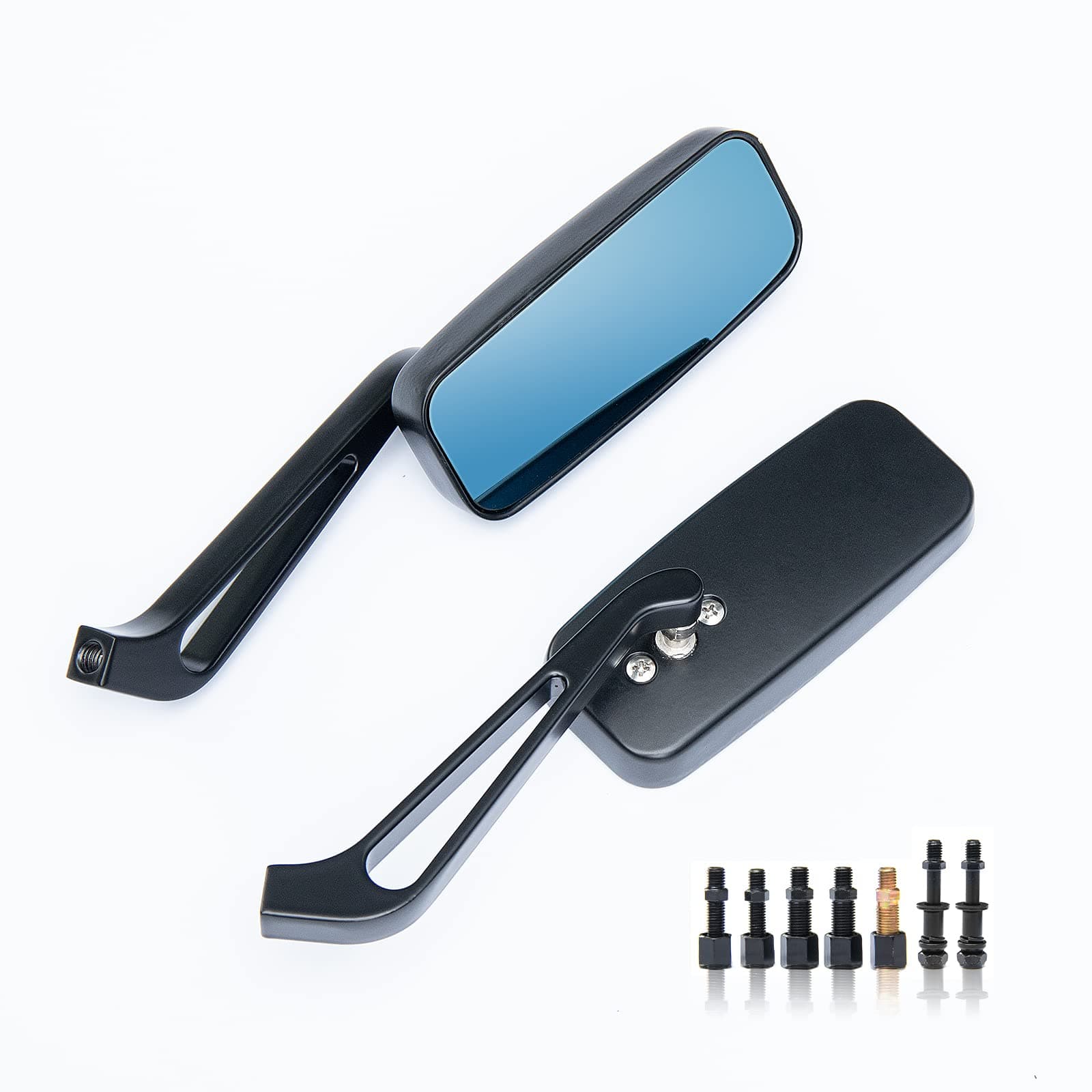 Harley Mirrors Black - Motorcycle Side View Mirror for Handlebar Dual Sport Mirror Compatible with Harley Davidson Softail, Sportster, Chopper, Bobber, Touring, Cruiser, Street Bike