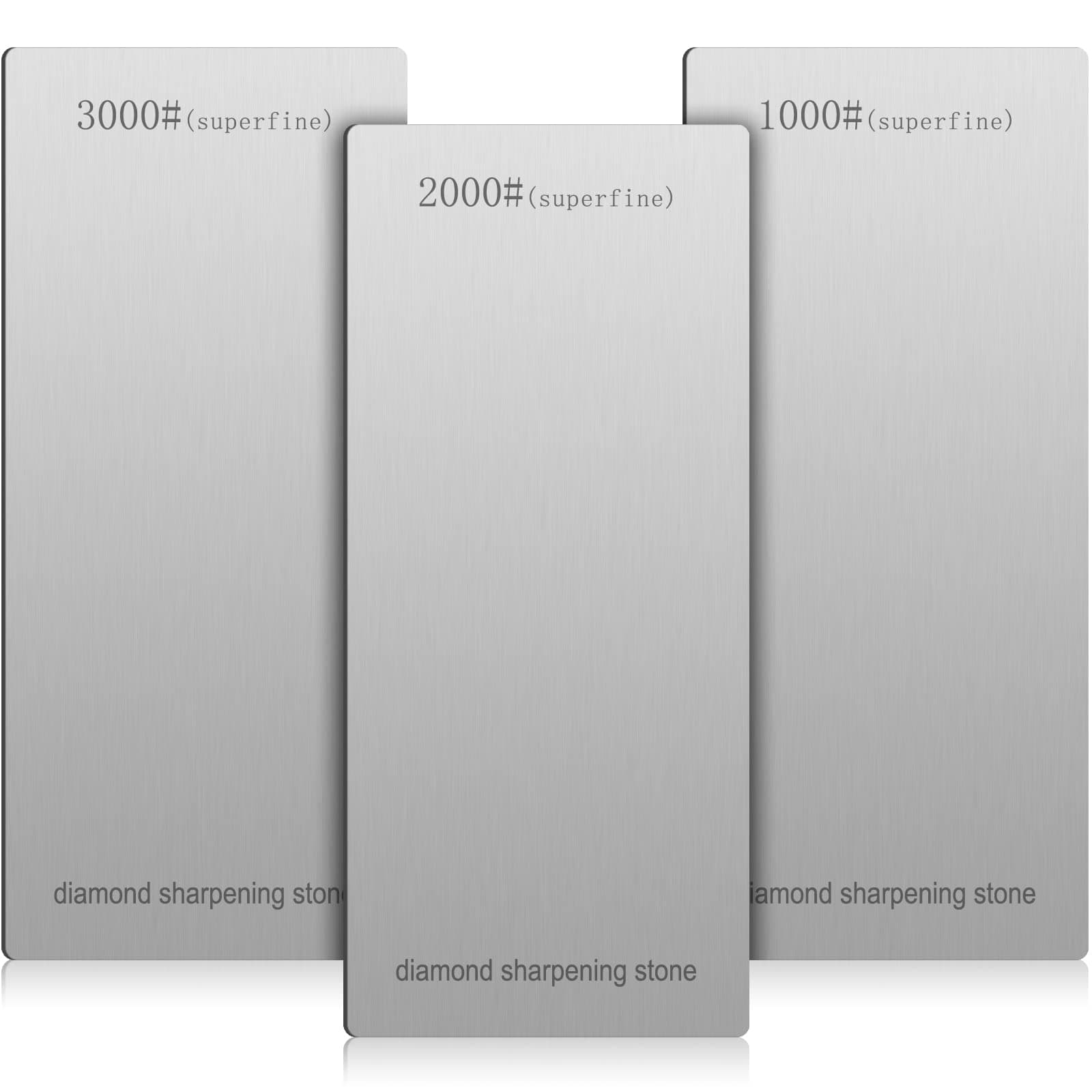 Zhehao 3 Pieces Diamond Sharpening Stone Diamond Knife Sharpener Plate Honing Whetstone for Kitchen Sharpening Dull, Blunt or Tired Edges (1000/2000/ 3000 Grit)