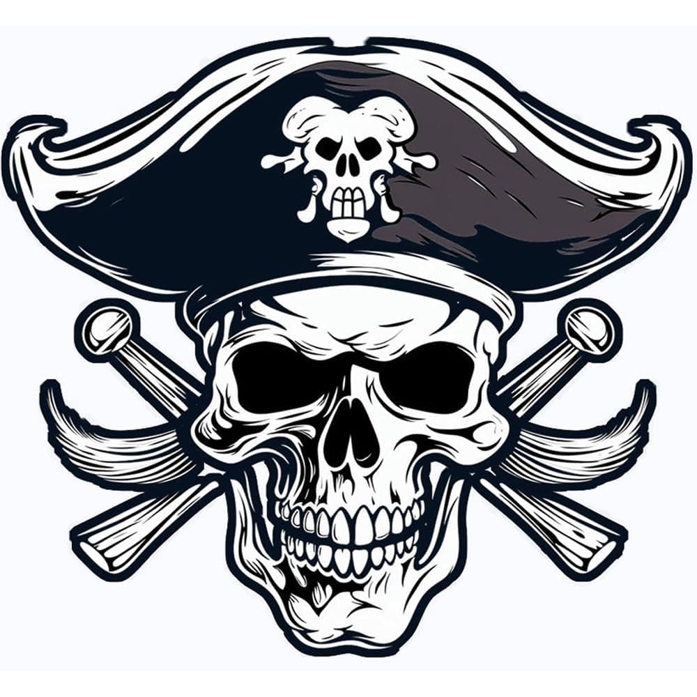 6 sheets Temporary Tattoos Skull Crossbones Pirate JoIly-Roger Temporary tattoo for Women Neck Arm Chest for Woman