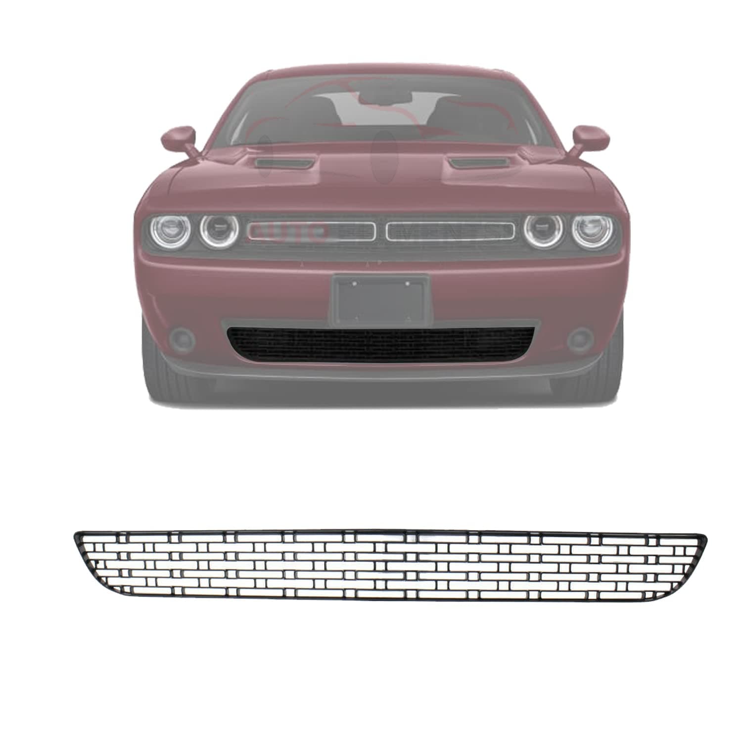 Front Bumper Lower Grille Textured Black For 2015-2023 Dodge Challenger Direct Replacement