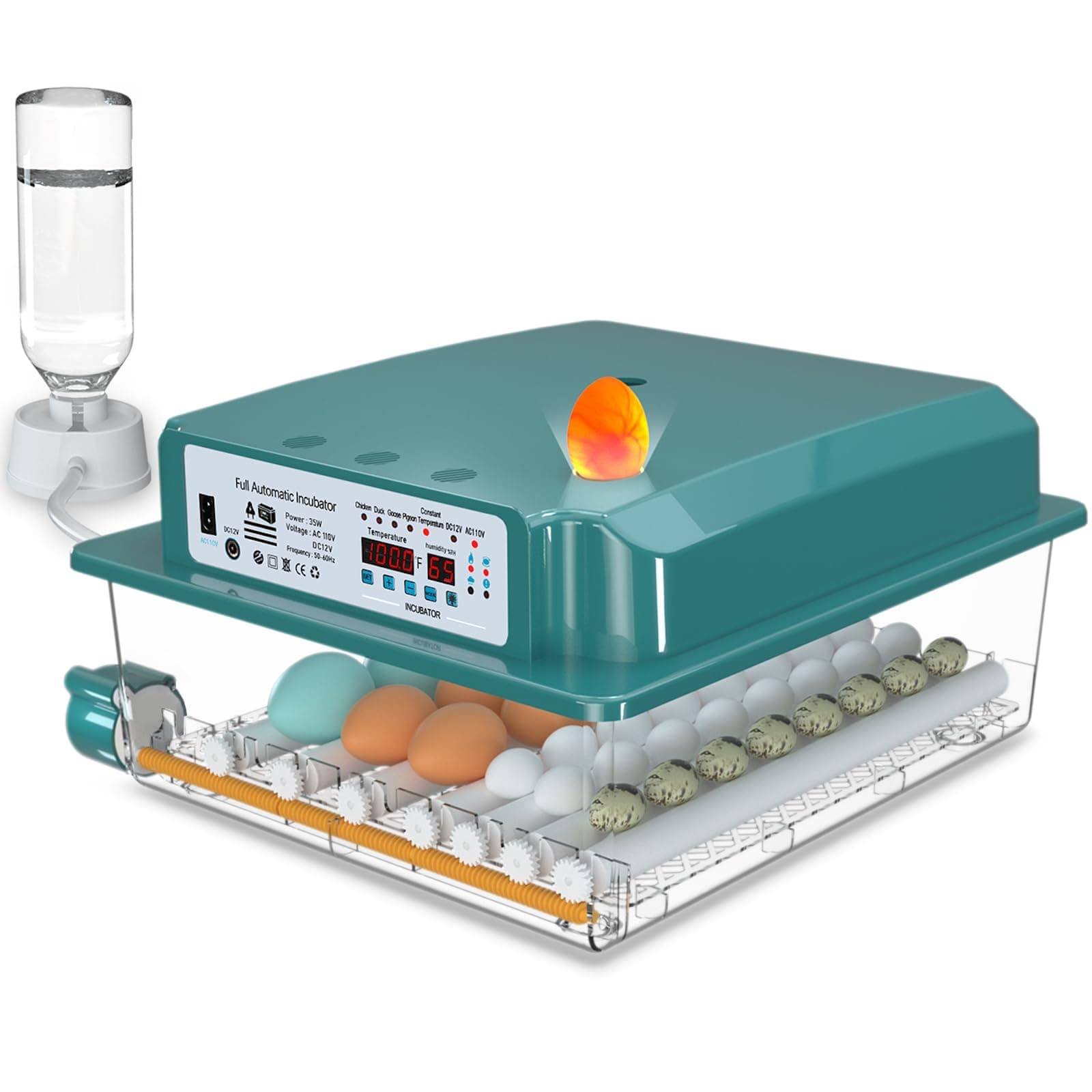 Egg Incubator, Egg Incubator with Automatic Egg Turning and Humidity Monitoring, Incubator for Chicken Eggs, 36 Eggs Incubator with Egg Candler, for Duck Eggs Quail Eggs