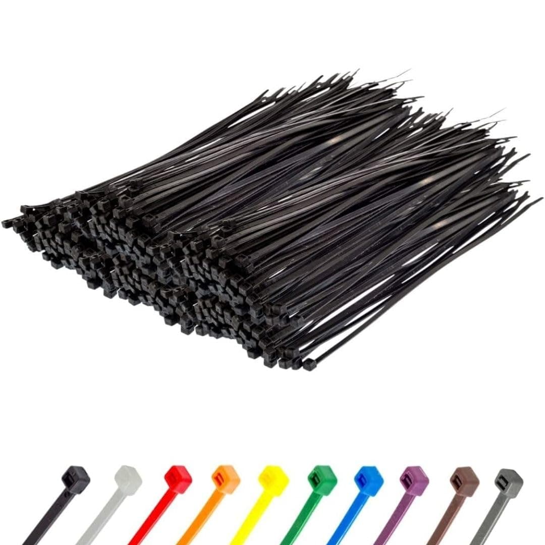 Black Cable Ties, 300mm x 3.6mm, Bulk Pack of 1000, 12” Premium Nylon Zip Ties, Multi-Purpose Plastic Tie Wraps, Secure Self-Locking Mechanism, for Home, Garden, Office and DIY