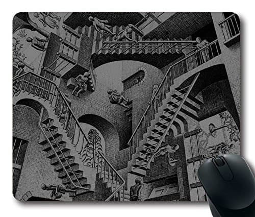 Custom Gaming Mouse Pad with Escher Art Drawing Illust Non-Slip Neoprene Rubber Standard Size 9 Inch(220mm) X 7 Inch(180mm) X 1/8 Inch(3mm) Desktop Mousepad Laptop Mousepads Comfortable Computer Mouse Mat