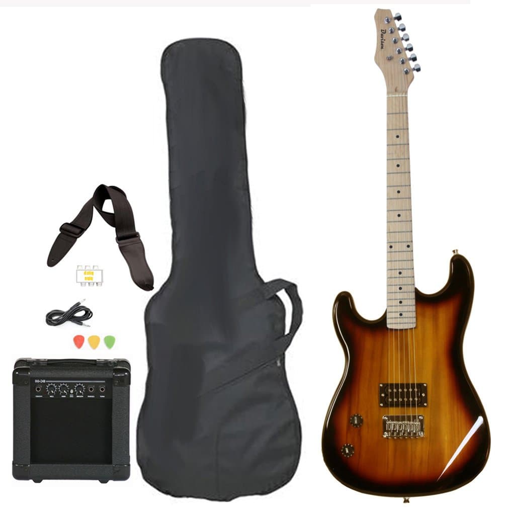 Left Handed Electric Guitar Package with Amp Case Picks Strap Starter Value Pack Vintage Sunburst