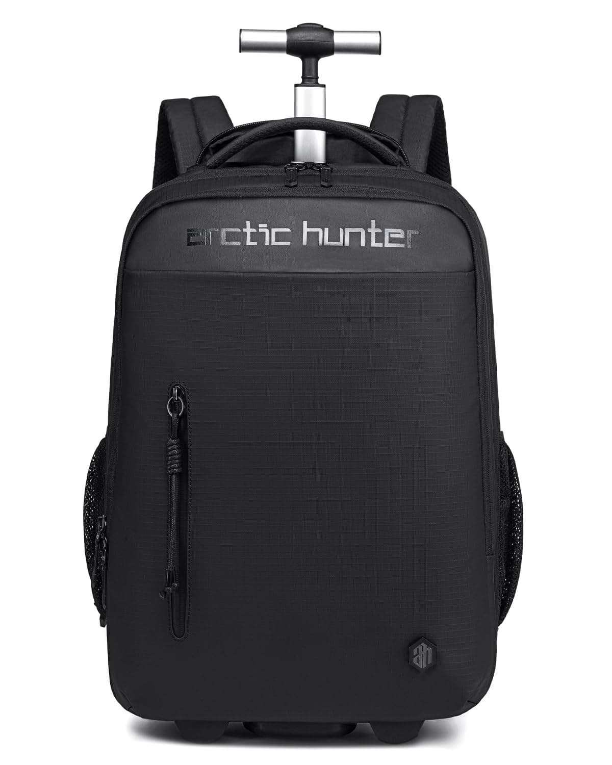 Arctic Hunter Trolley Backpack 30L Multiple Pockets Business Trolley Bag with 2 Wheels Aluminum Rolling Laptop Bag Stylish Suitcase Water Resistant for Travel & Office,Black