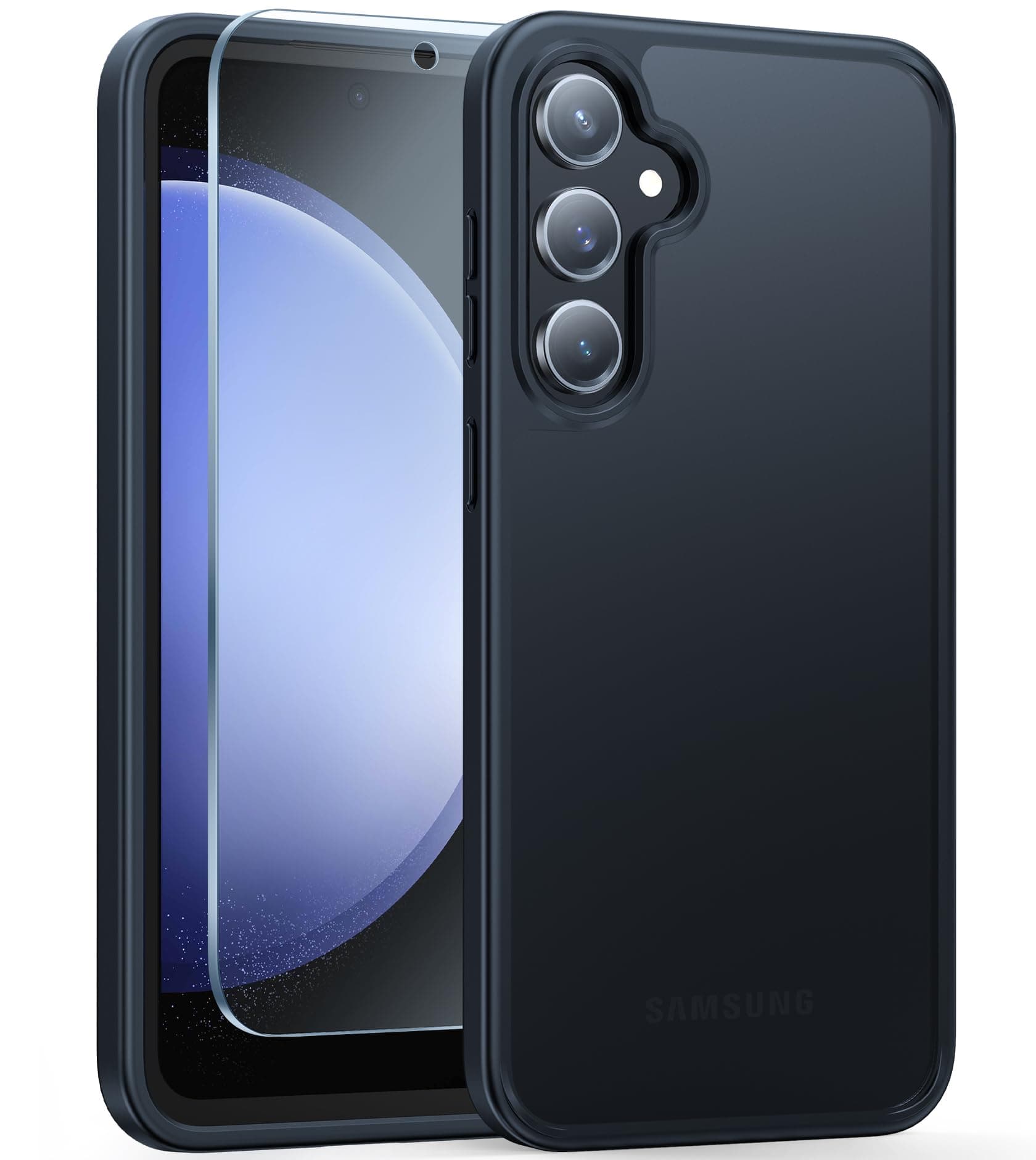 FNTCASE for Samsung Galaxy S23-FE Case: Dual Layer Protective Heavy Duty Cell Phone Cover Rugged Full Body Drop Protection Military Grade Shockproof Phone Case (Matt-Black)