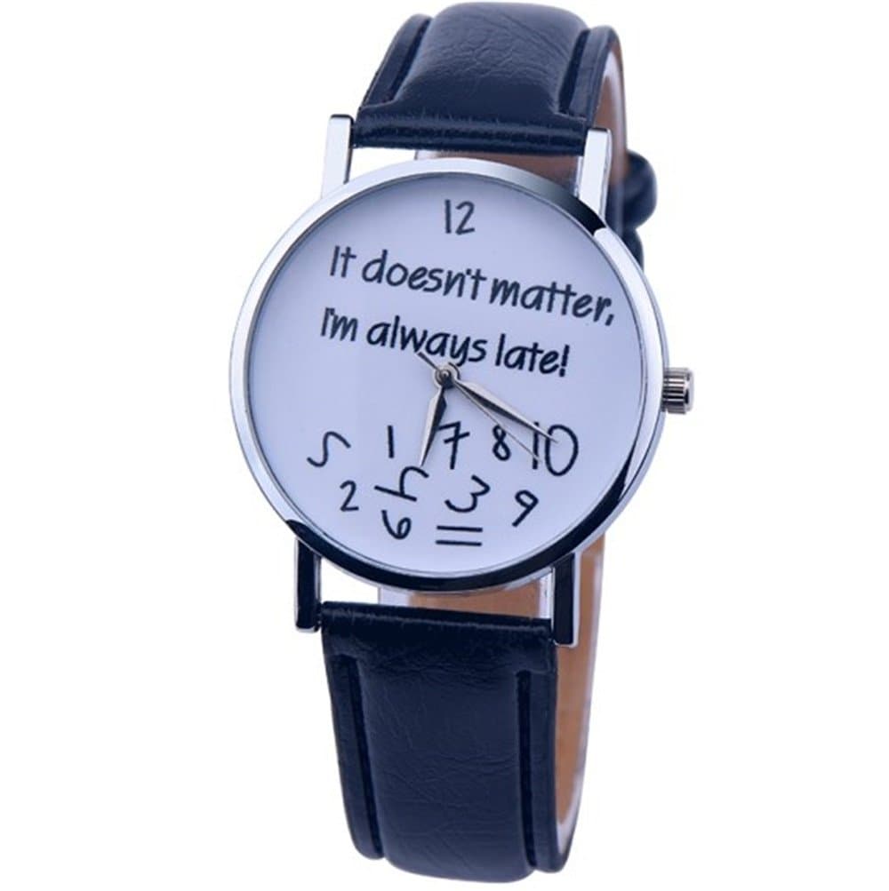 LYMFHCH Math Formula Equation Dial Unisex Leather Quartz Watch W/ Ryanwayland Gift Pouch - White