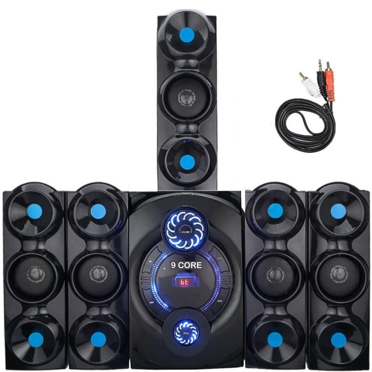 Black Commando Home Theatre 5.1 Channel or Wall Mount Satellites. 6 inch subwoofer Multimedia Connectivity Bluetooth,Fm,USB,Aux. Compatible with Smart tv,Laptop,Smart mobiles,Gaming Console etc