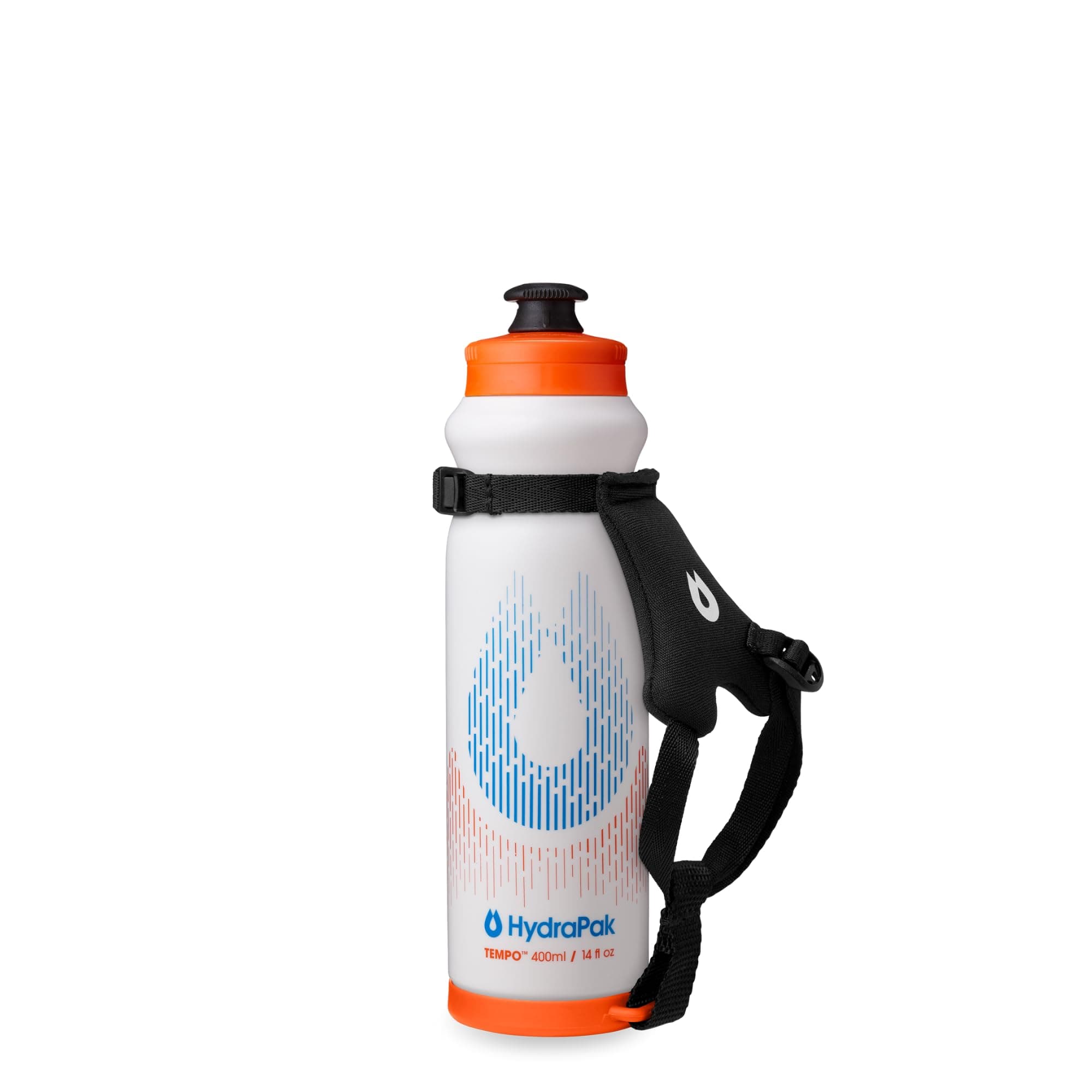 Tempo Pro 400ml - Handheld Running Squeeze Bottle for Training and Race Day Hydration with Removable Strap (400ml/13oz) - White