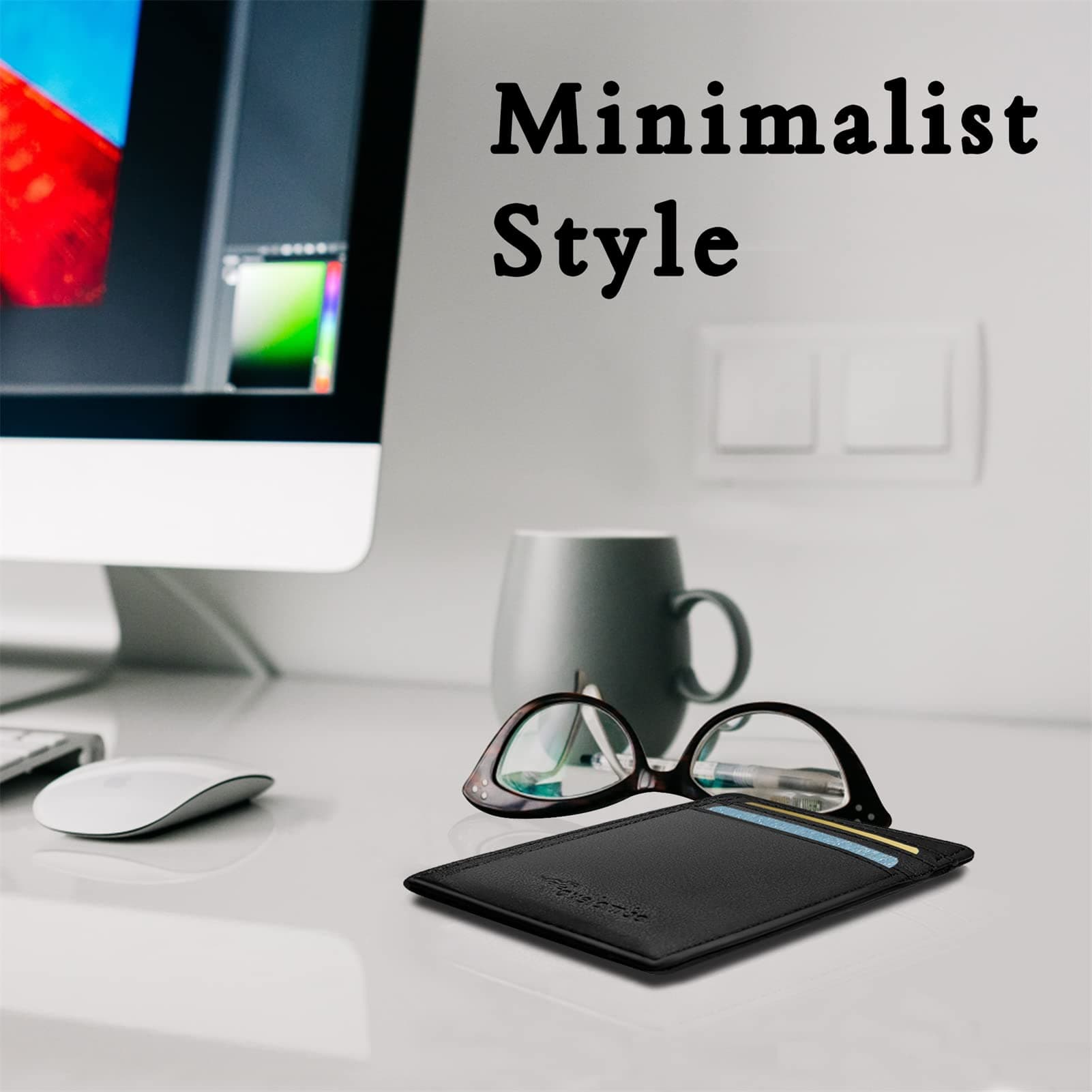 Travelambo Slim Leather Minimalist Front Pocket with RFID Blocking Medium Size