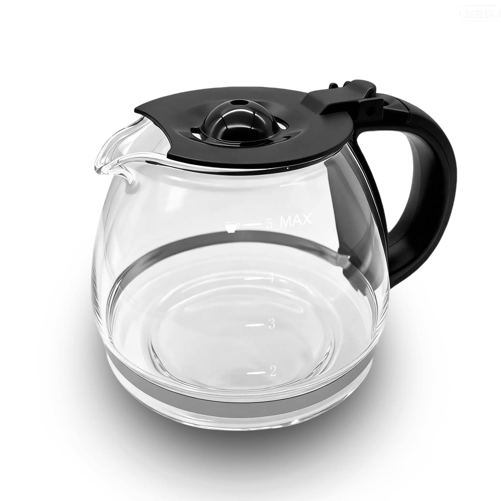 5 Cup Replacement Coffee Carafe, Fits Mr Coffee 5-cups Coffee Machines Model BVMC-PC05BL2, BVMC-SC05BL, Compatible with Gourmia GCM3510 5cups Coffee Maker, Black handle