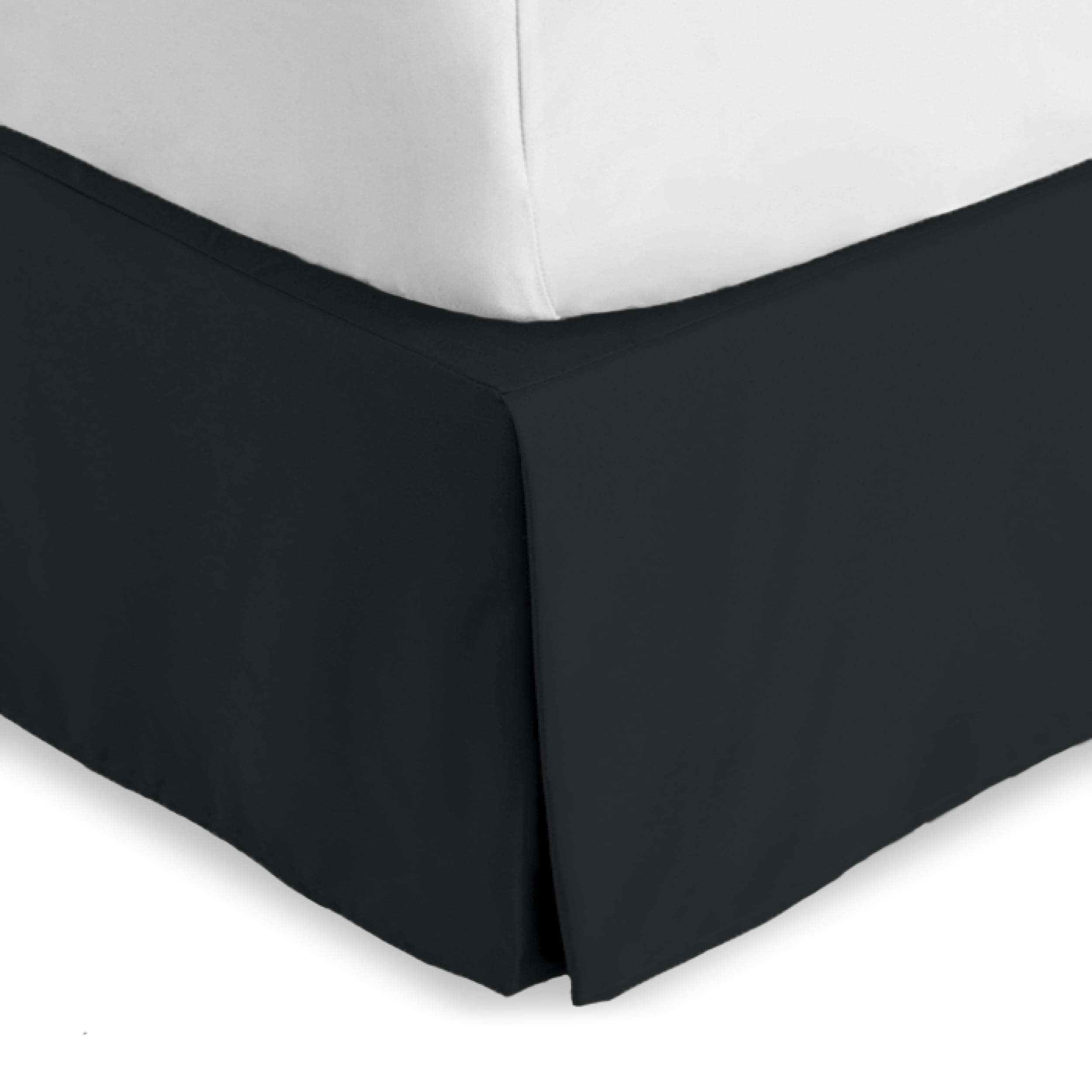 Bare Home Bed Skirt Double Brushed Premium Microfiber, 15-Inch Tailored Drop Pleated Dust Ruffle, 1800 Ultra-Soft, Shrink and Fade Resistant (King, Black)