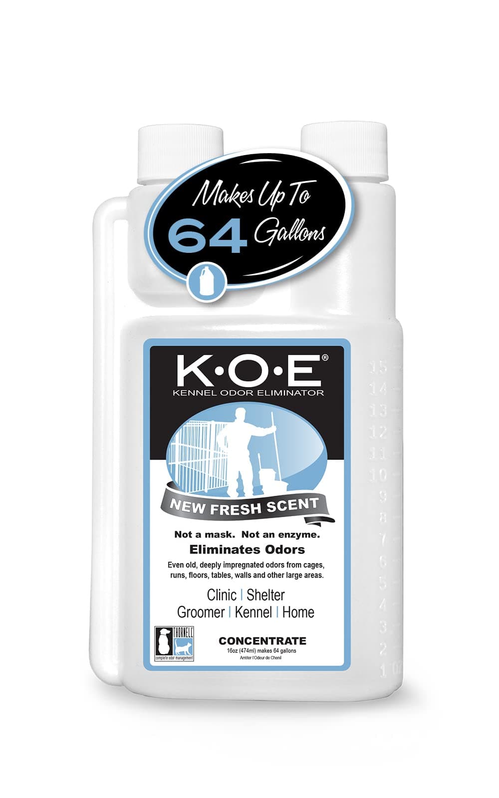 Odorcide K.O.E Kennel Odor Eliminator Concentrate – For Cages, Runs & More – For Home & Kennel w/Safe, Non-Enzymatic Formula (Fresh Scent, 16 oz)