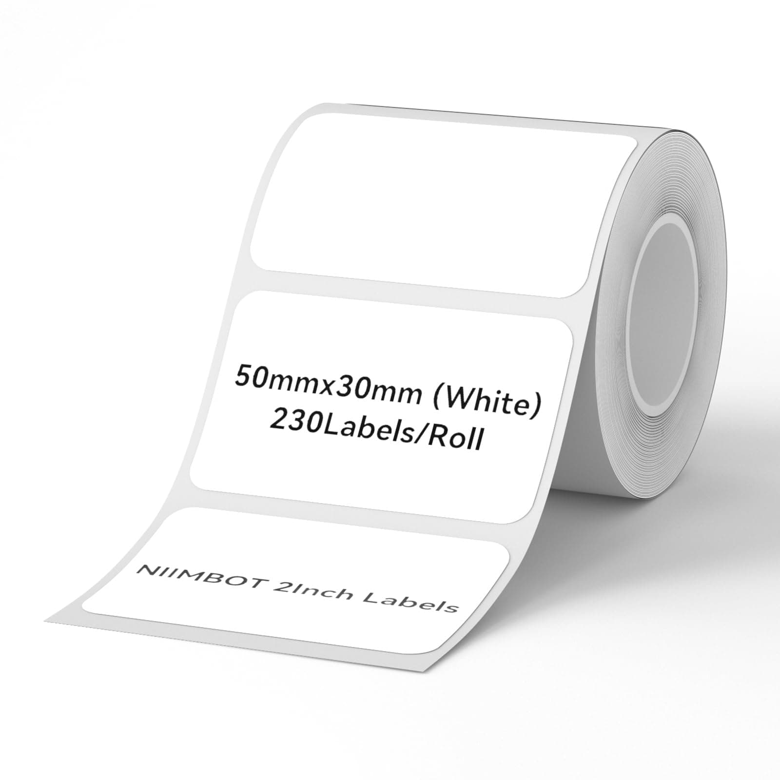 NIIMBOT Labels for B1/B21/B3S Label Maker, 50 x 30 mm (1.97'' x 1.18'') 230 Tapes/Roll, Thermal Label Tape, Waterproof, Oil-Proof for Home Office Small Business Labeling Tape Replacement(White)