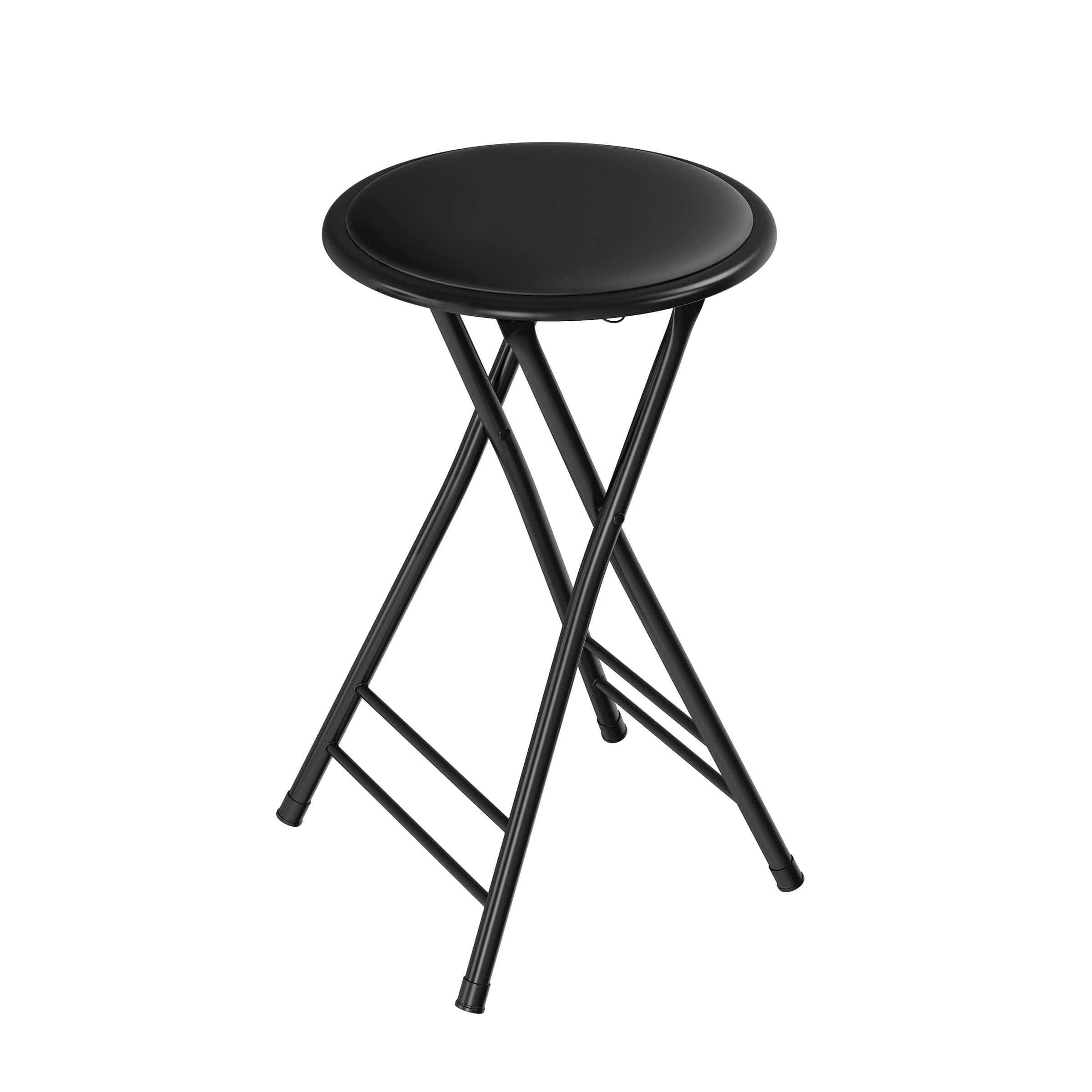 - Lavish Home Folding Counter Height Stool – 24-Inch Portable Backless Bar Stool with 225lb Capacity – Space-Saving Foldable Compact Seating for Kitchen Counter, Game Room, or Extra Guests (Black)