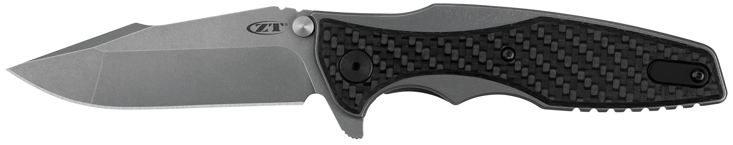 Zero Tolerance Hinderer CF Pocketknife; 3.5-Inch Blade of 20CV Stainless Steel; Titanium Handle with Glow-in-The-Dark Carbon Fiber Overlay, Frame Lock, Made in The USA (0393GLCF)