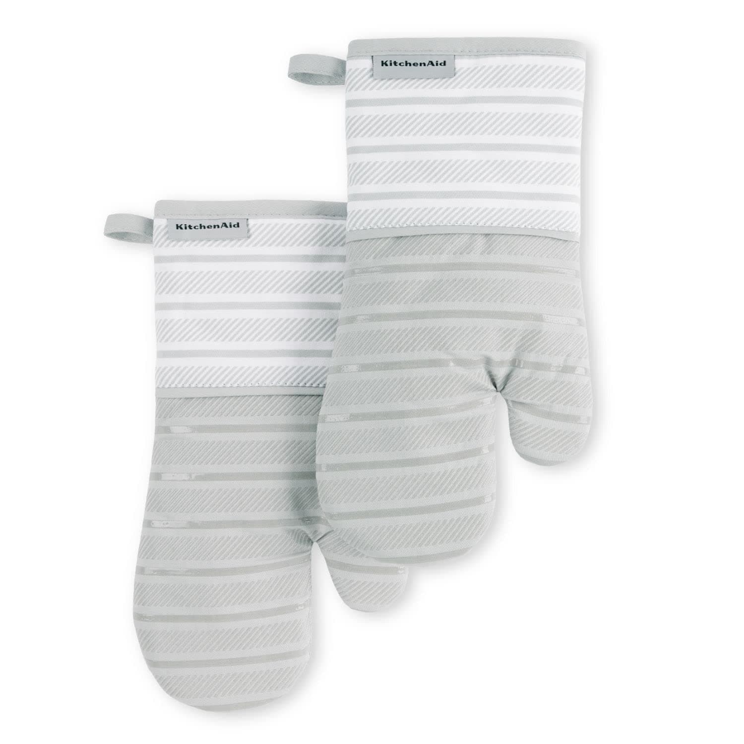 KitchenAidAlbany Oven Mitt 2-Pack Set, Matte Grey, 7"x13"