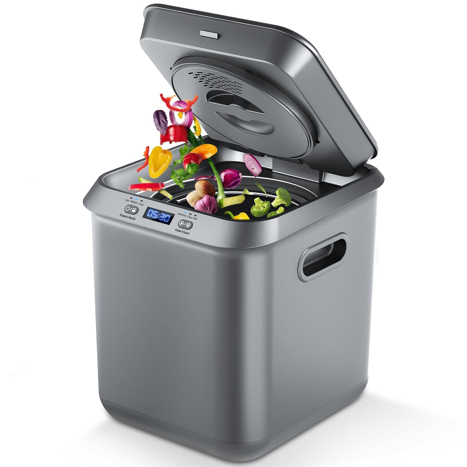 Electric Composter for Kitchen: Smart Compost Bin Outdoor/Indoor, Odorless/Auto-Cleaning/Intelligent LED Display, 2.5L Auto Garbage Disposal Home Countertop Composting Bin, Turn Waste into Fertilizer