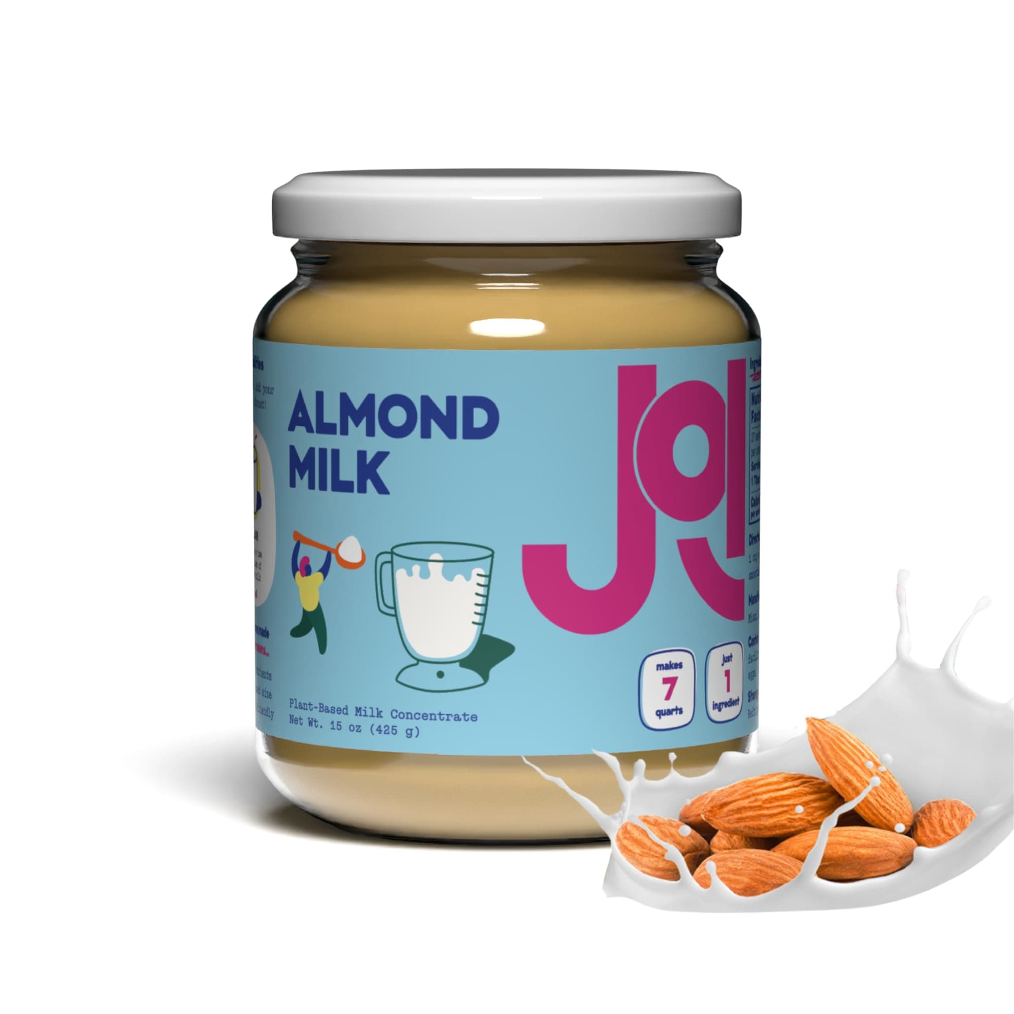 Almond Milk Base, Unsweetened Plain Concentrate - 27 Servings, Paste, Butter, Blend with Water to Make Up To 7 Plant Milk Quarts - Vegan, Kosher, Shelf Stable, Keto-Friendly, Dairy Free, & Fat Free Milk - Use in Smoothies, Cereal, Ice Cream, Spreads & Baked Goods. 100% Almonds. Contains zero added sugar, gums, oils, or binders. Tastes like Almonds.