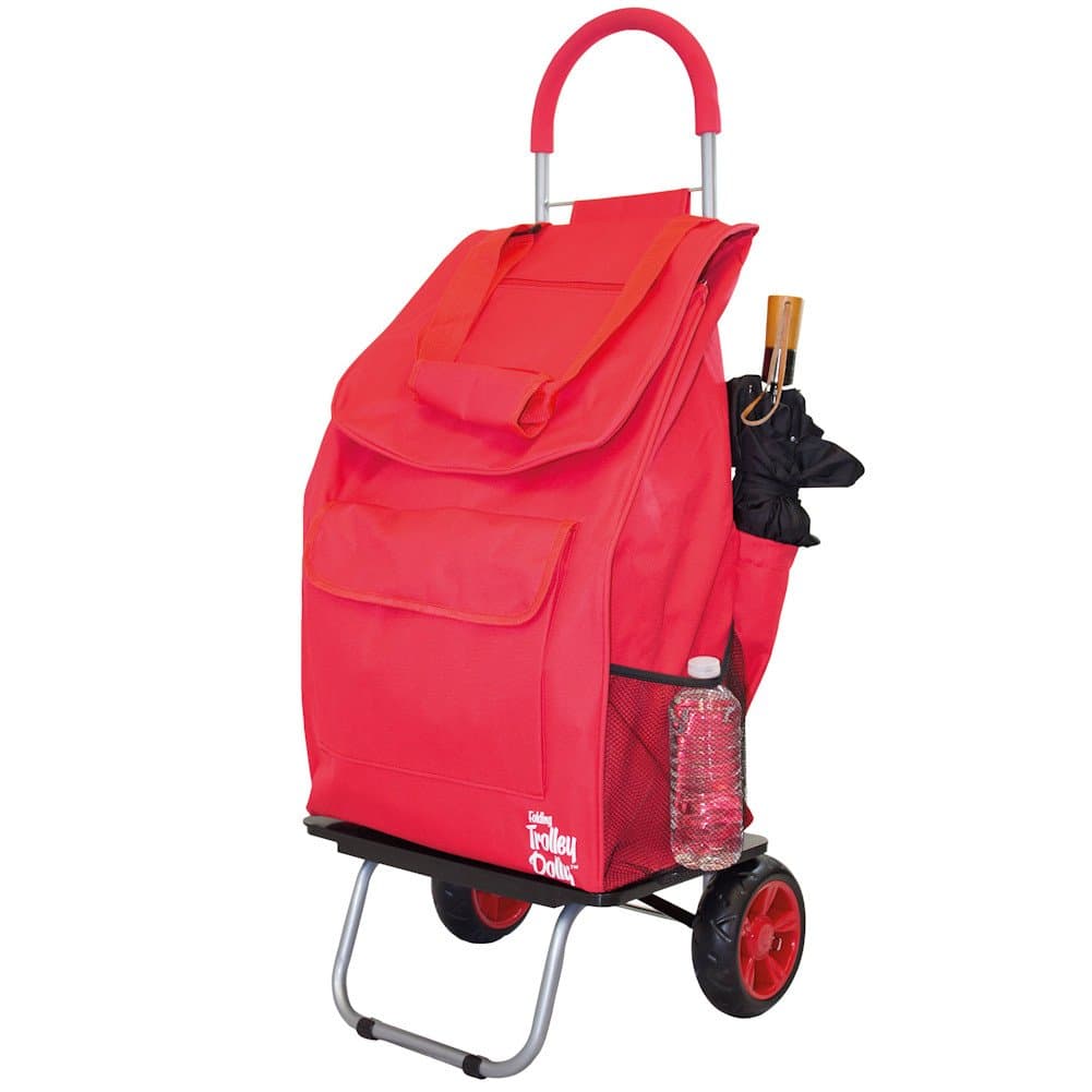 dbest products Shopping Grocery Foldable Cart, Polyester, Red