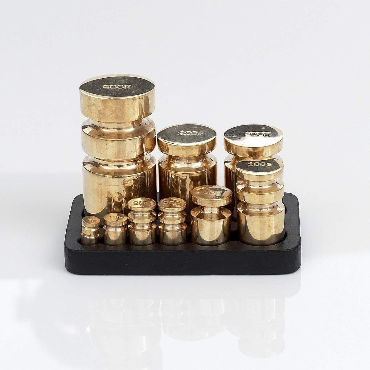 Robert Welch Designed Metric Weights with Stand, Solid Brass & CAST Iron